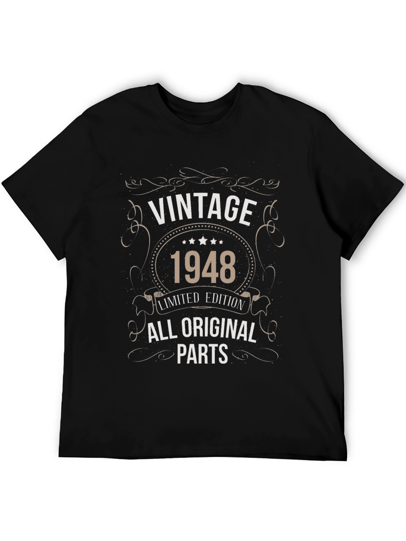 Black Vintage 1948 All Original Parts T-Shirt view 5