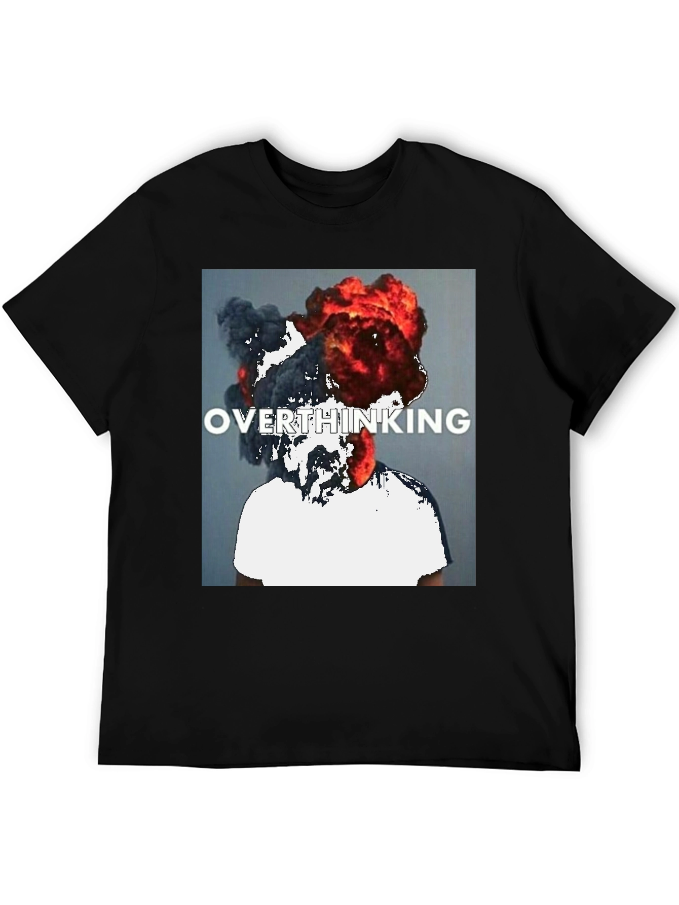 Black Overthinking Graphic Tee - Unique Statement T-Shirt view 5