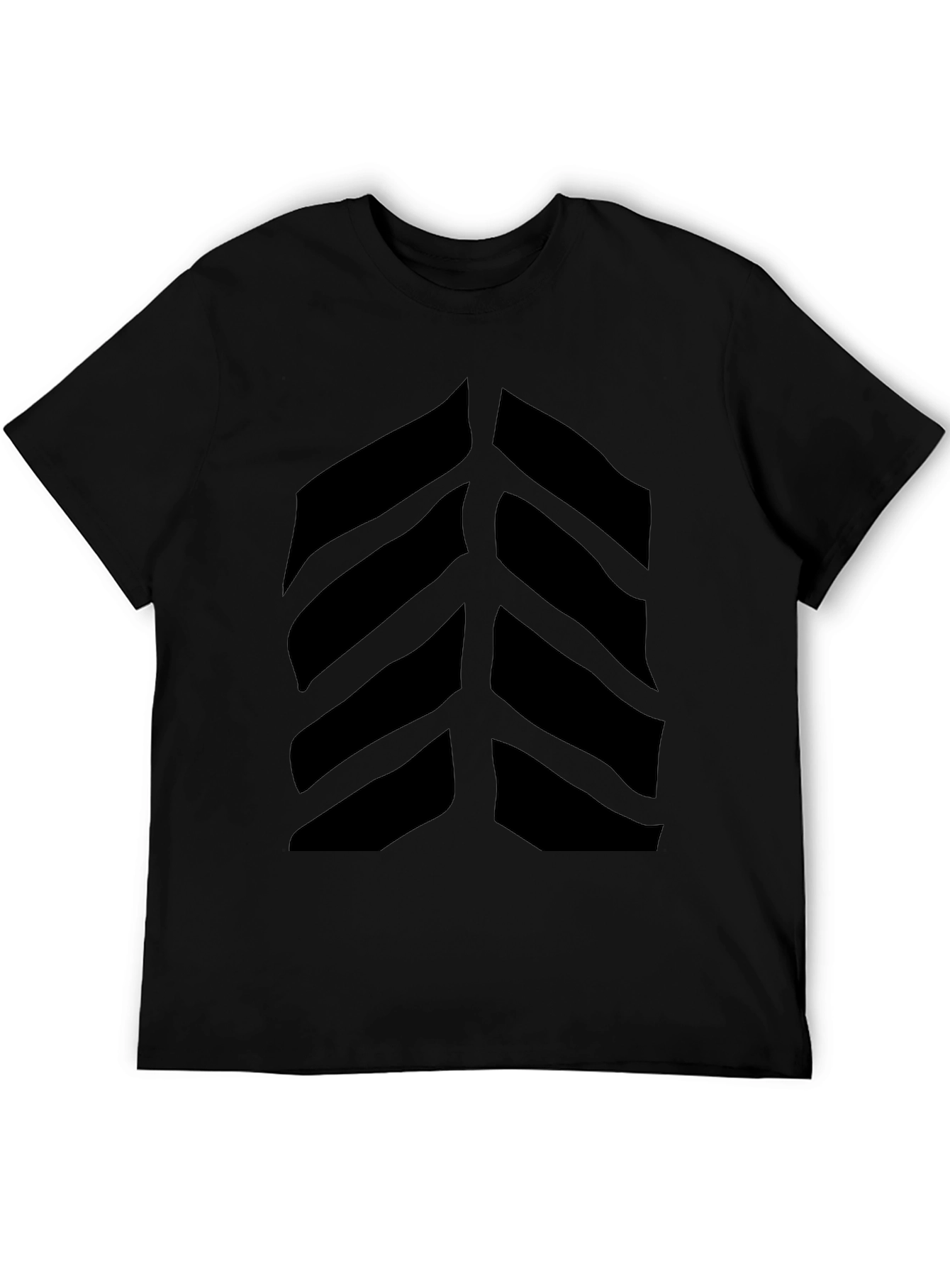 Black Graphic Tee - Abstract Leaf Design view 5