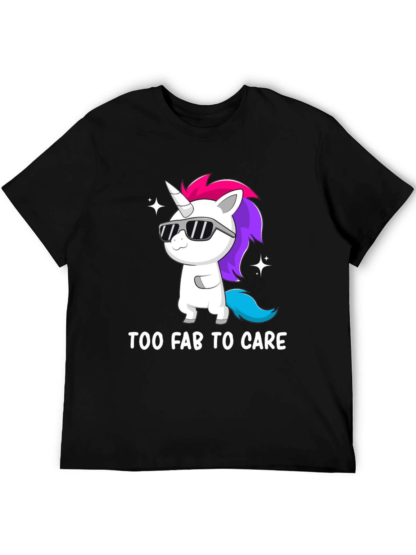 Black Too Fab to Care Unicorn Graphic Tee view 5