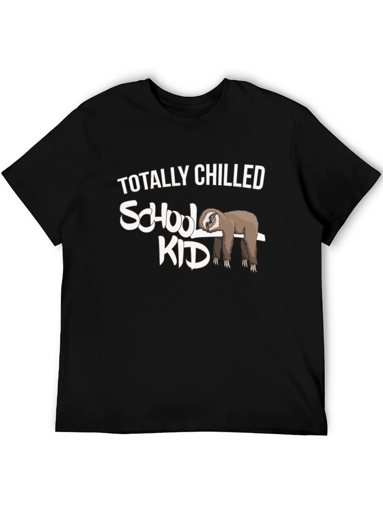 Black Totally Chilled Sloth School Kid Graphic Tee view 5