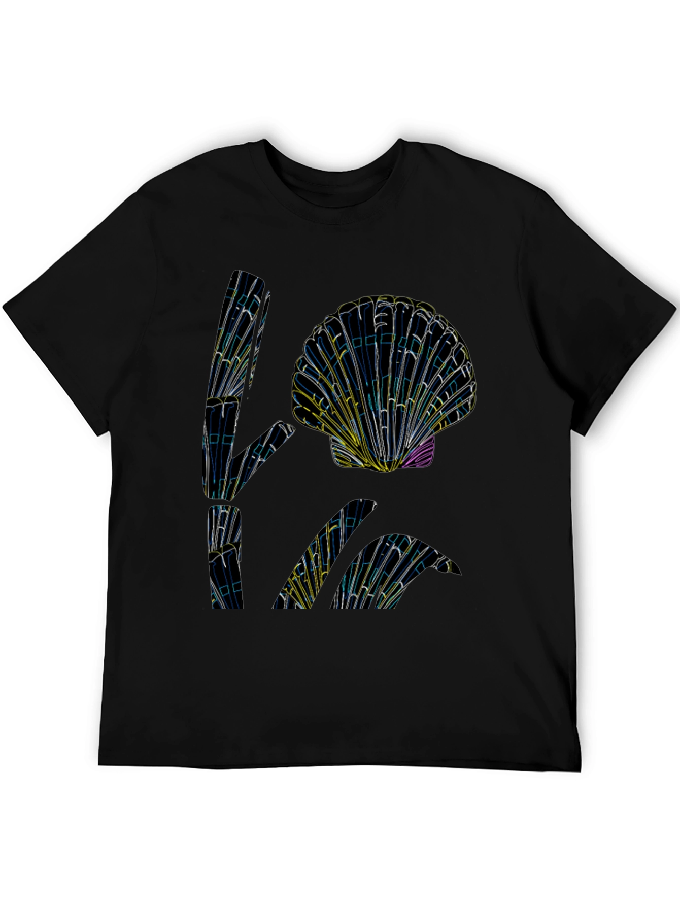Black Abstract Seashell Graphic Tee - Black view 5