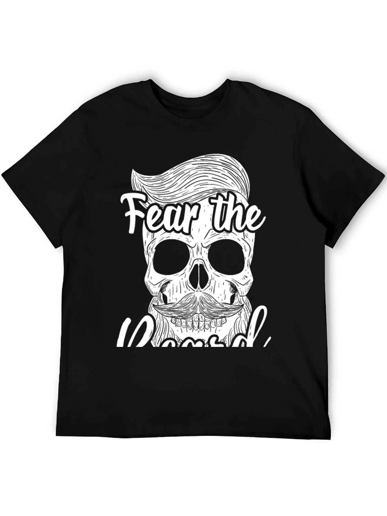 Black Fear the Bearded Skull Graphic T-Shirt view 5