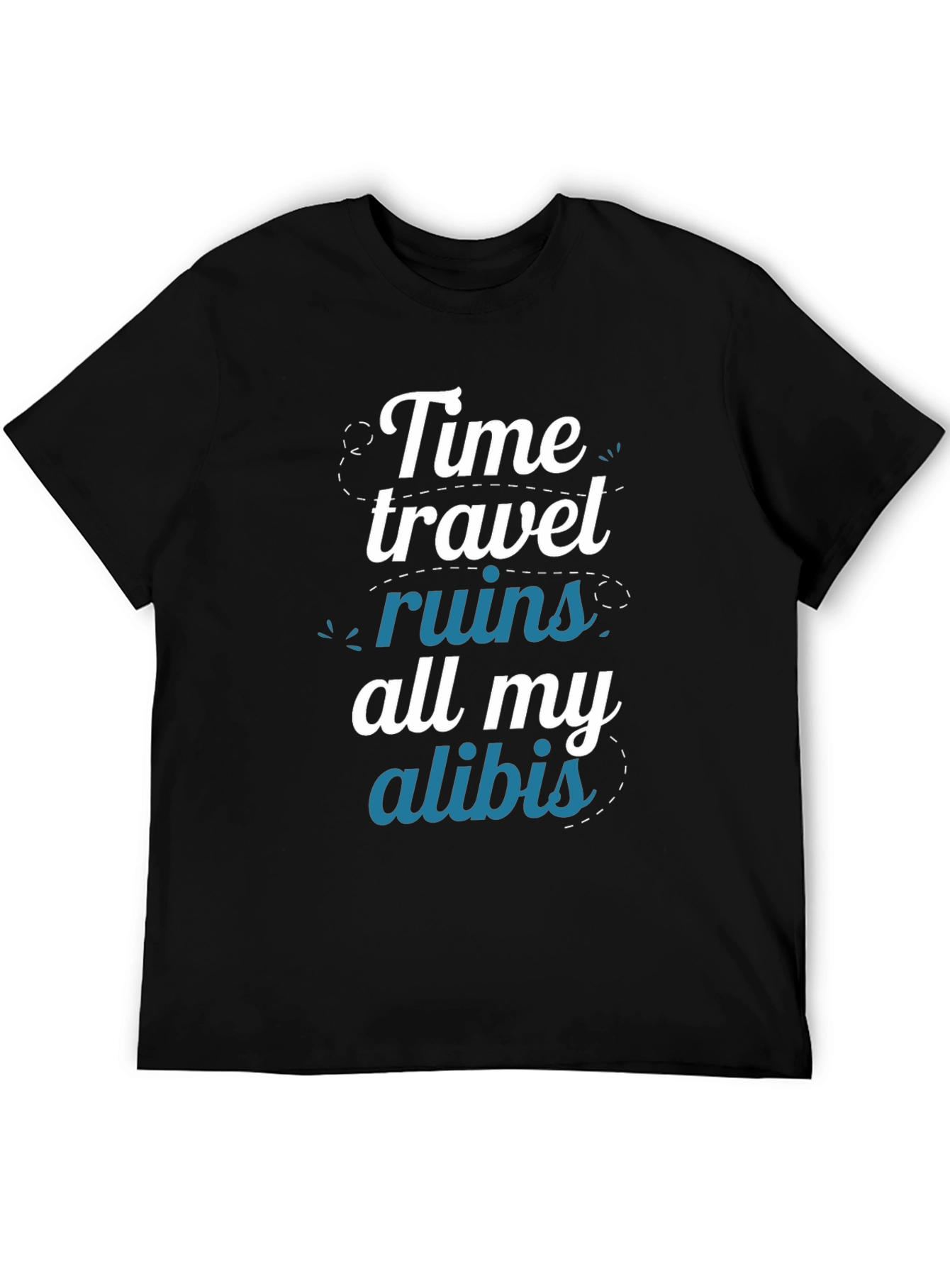Black Time Travel Ruin Alibi Graphic T-Shirt  view 5
