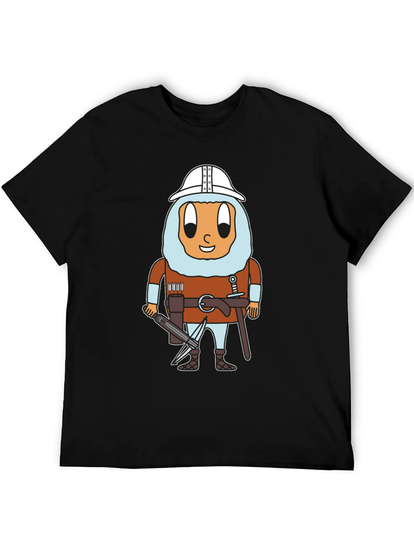 Black Egg Knight T-Shirt: Cartoon Warrior Egg Tee view 5
