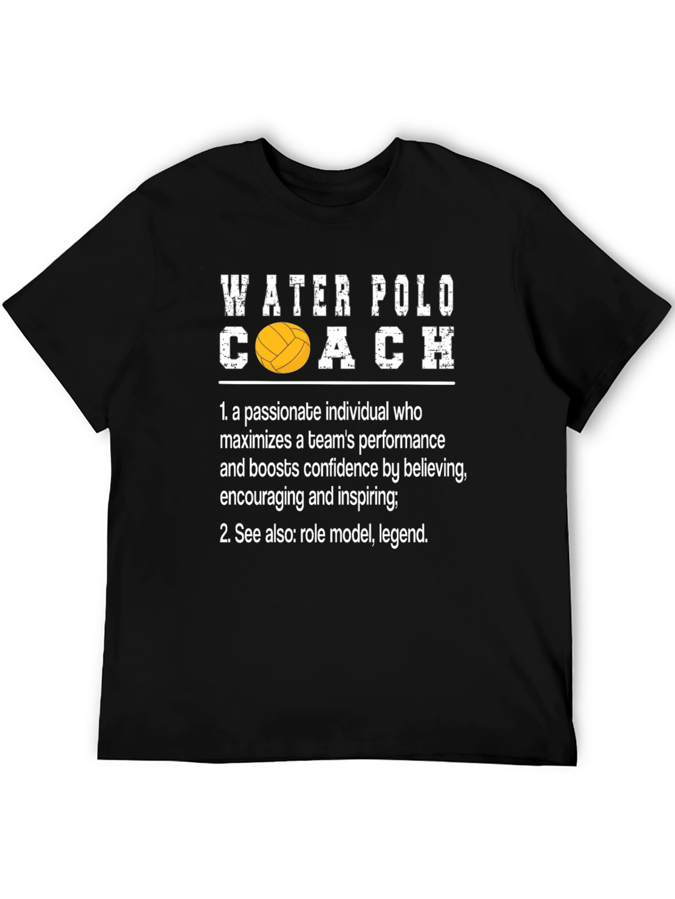 Black Water Polo Coach T-Shirt - Inspiring Legend view 5
