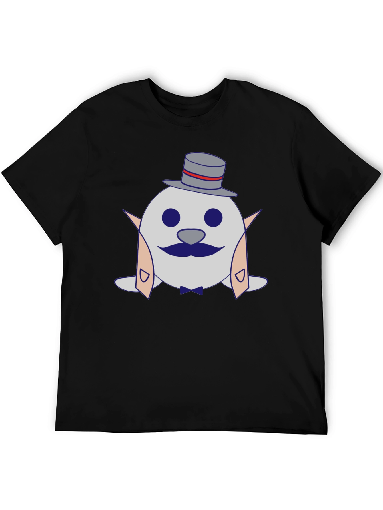 Black Dapper Seal T-Shirt - Cartoon Tuxedo Design view 5