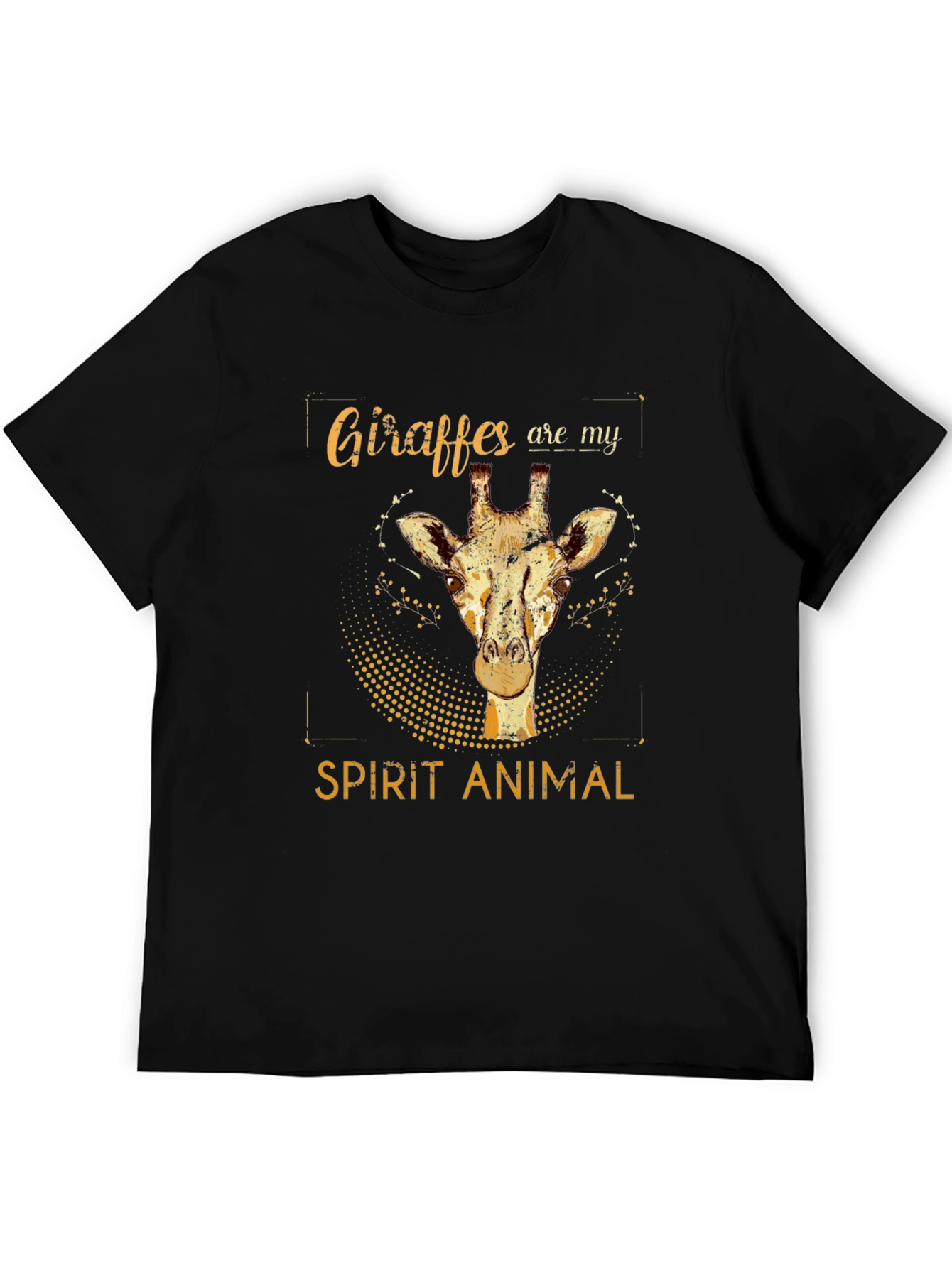 Black Giraffe Spirit Animal Graphic Tee - Black Cotton T-Shirt view 5