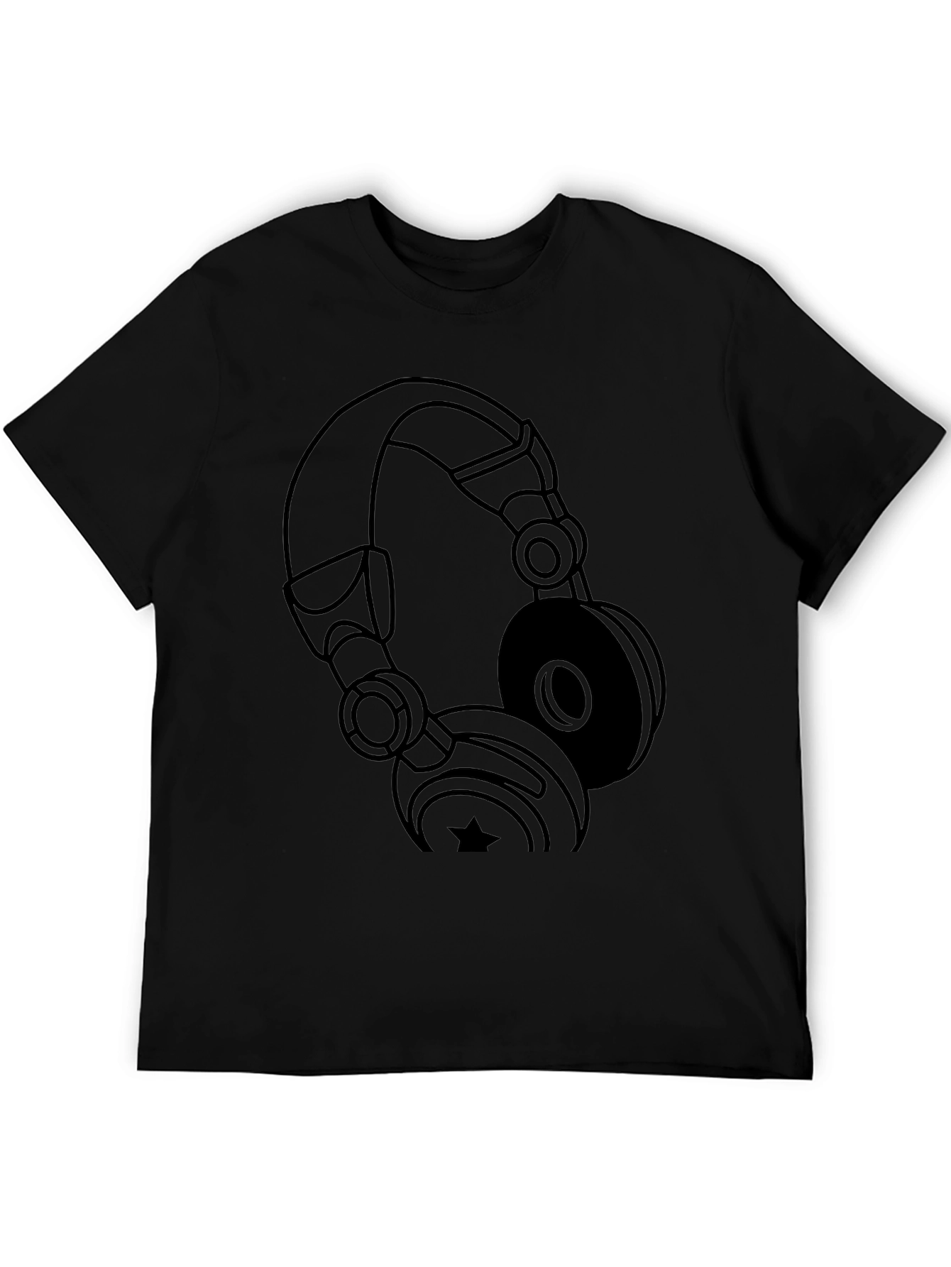 Black Black Headphones Graphic T-Shirt view 5