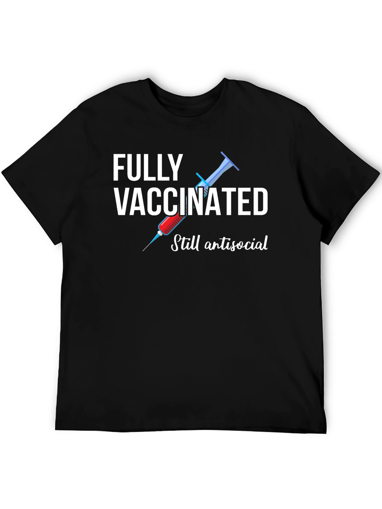 Black Fully Vaccinated Antisocial Graphic Tee view 5