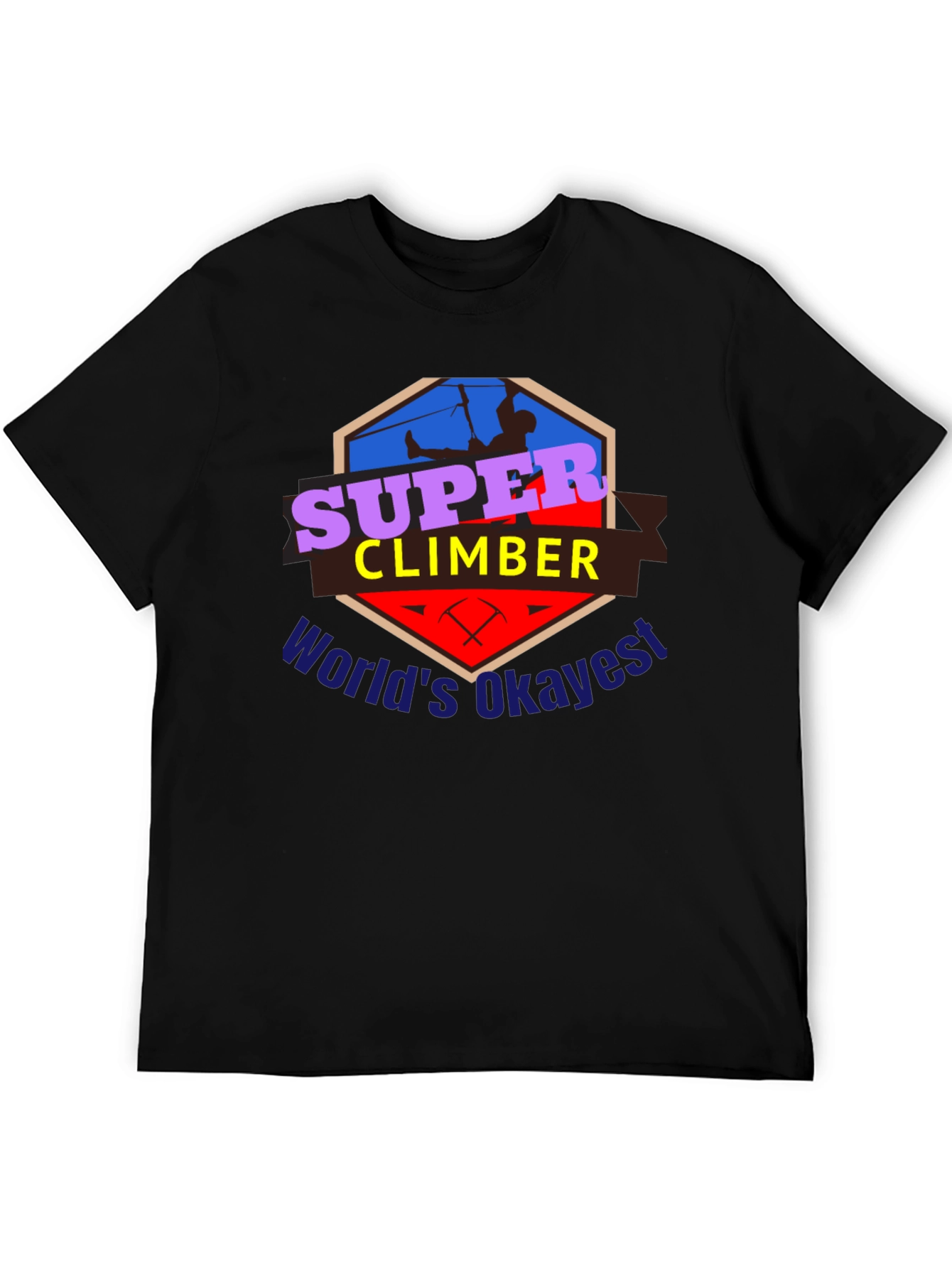 Black Super Climber T-Shirt - World's Okayest Climber Tee view 5