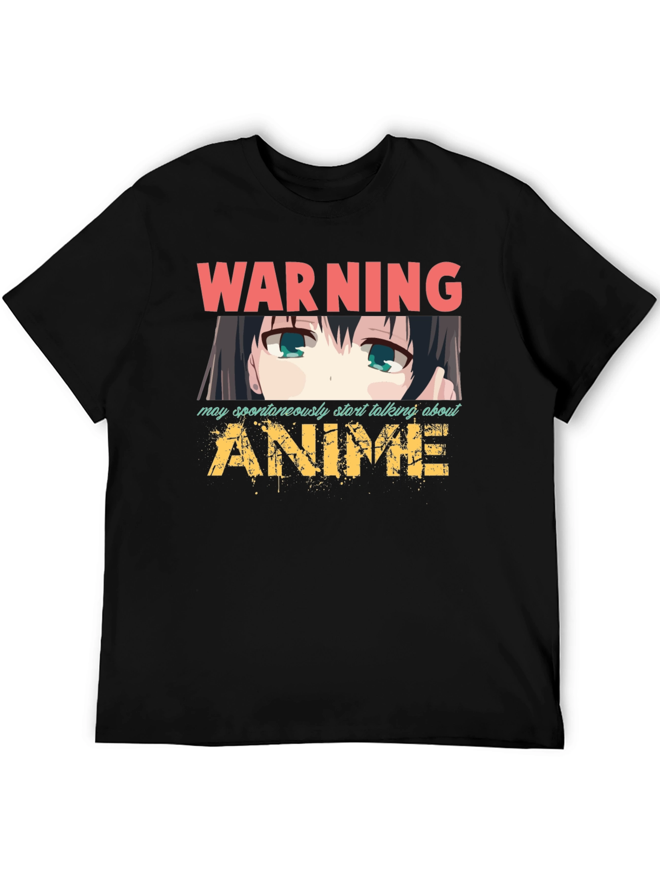 Black Warning Anime T-Shirt view 5