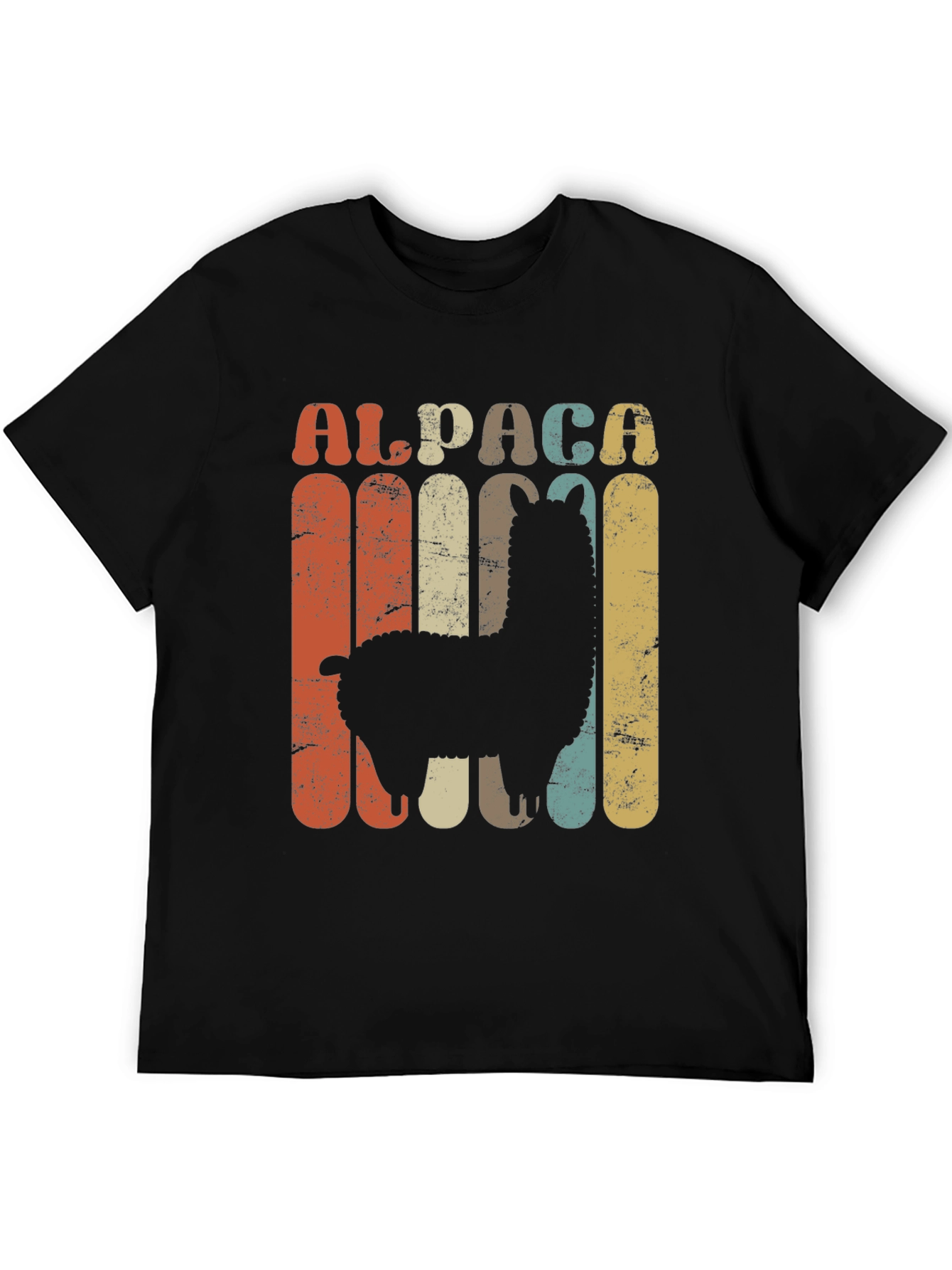Black Retro Alpaca Graphic T-Shirt - Vintage Style view 5