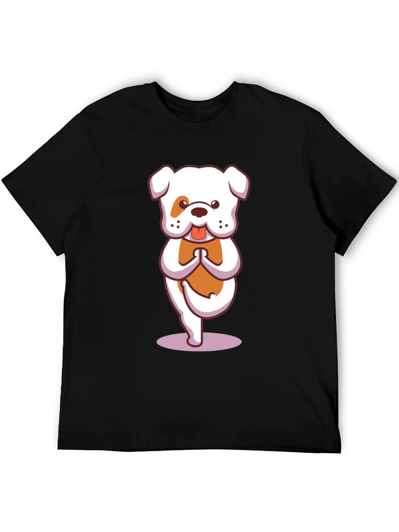 Black Yoga Bulldog Black T-Shirt view 5