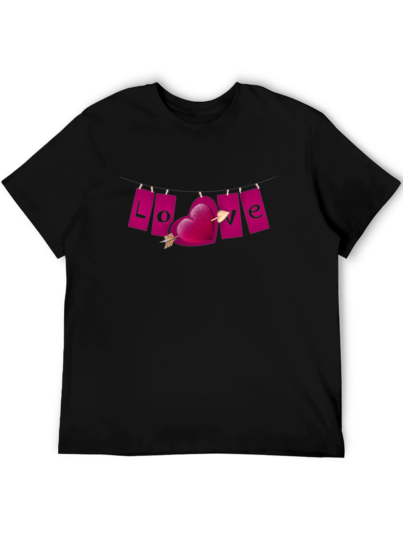 Black Love Arrow Heart T-Shirt - Valentine's Day Tee view 5