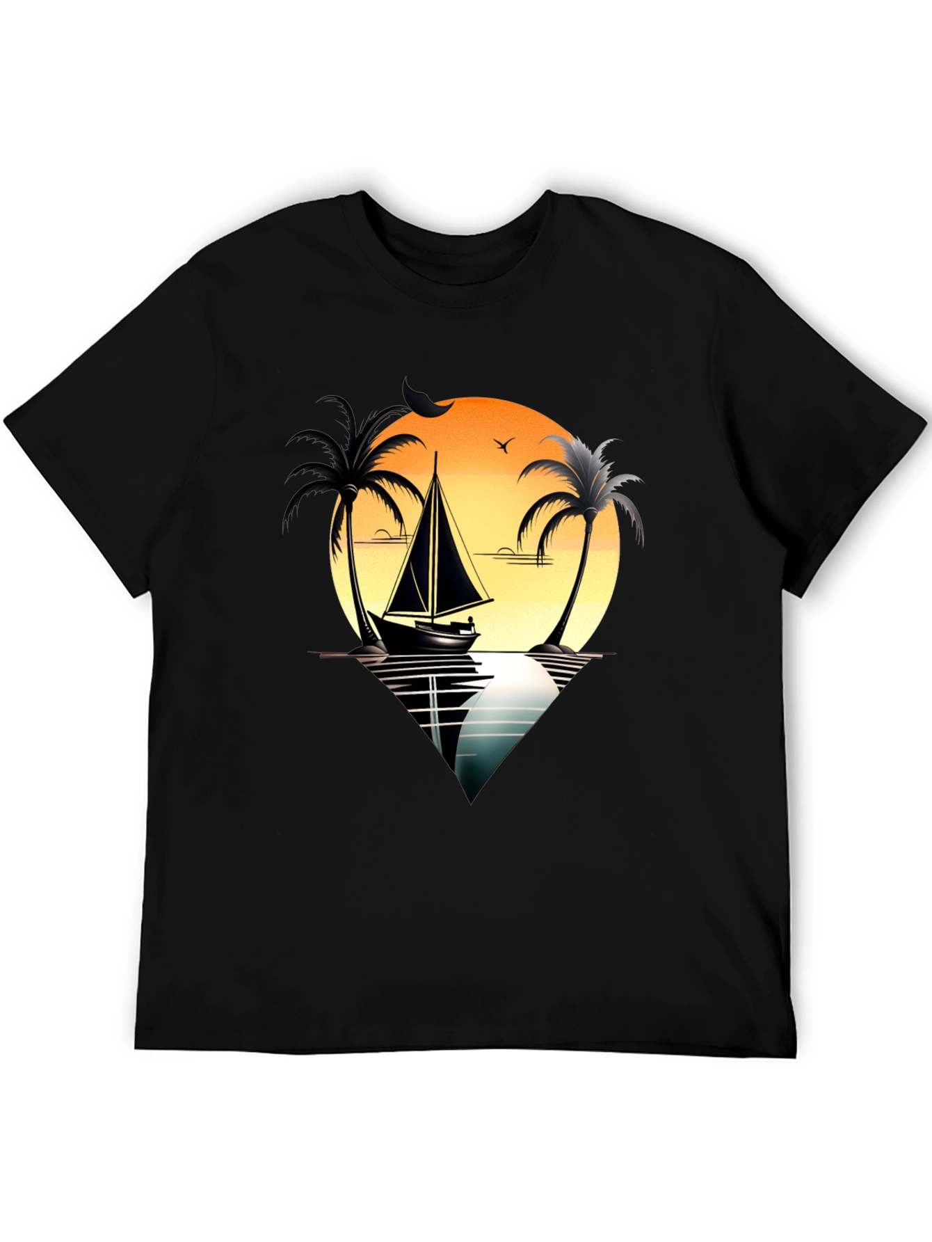 Black Sunset Sail T-Shirt view 5