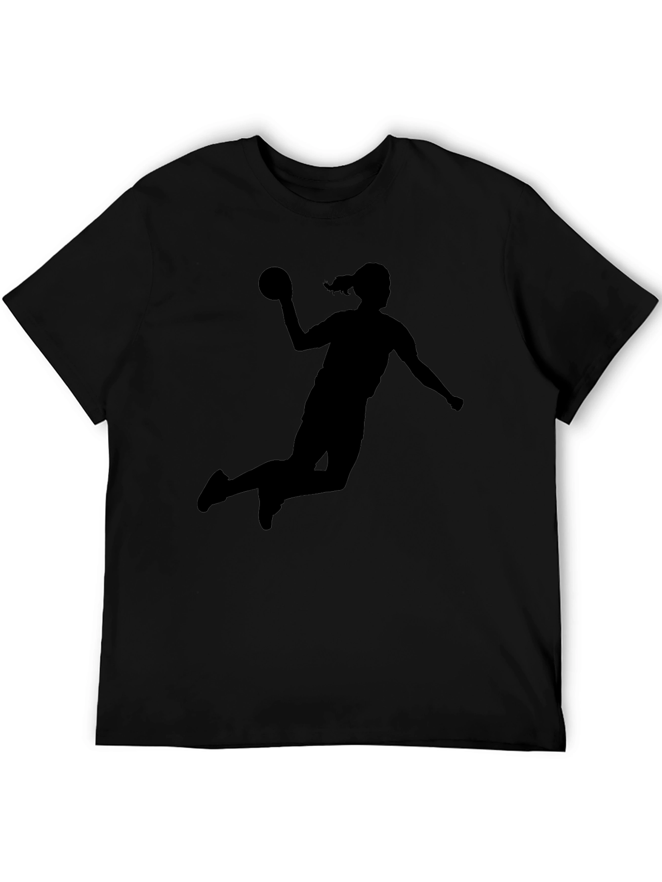 Black Handball Player Silhouette Black T-Shirt view 5