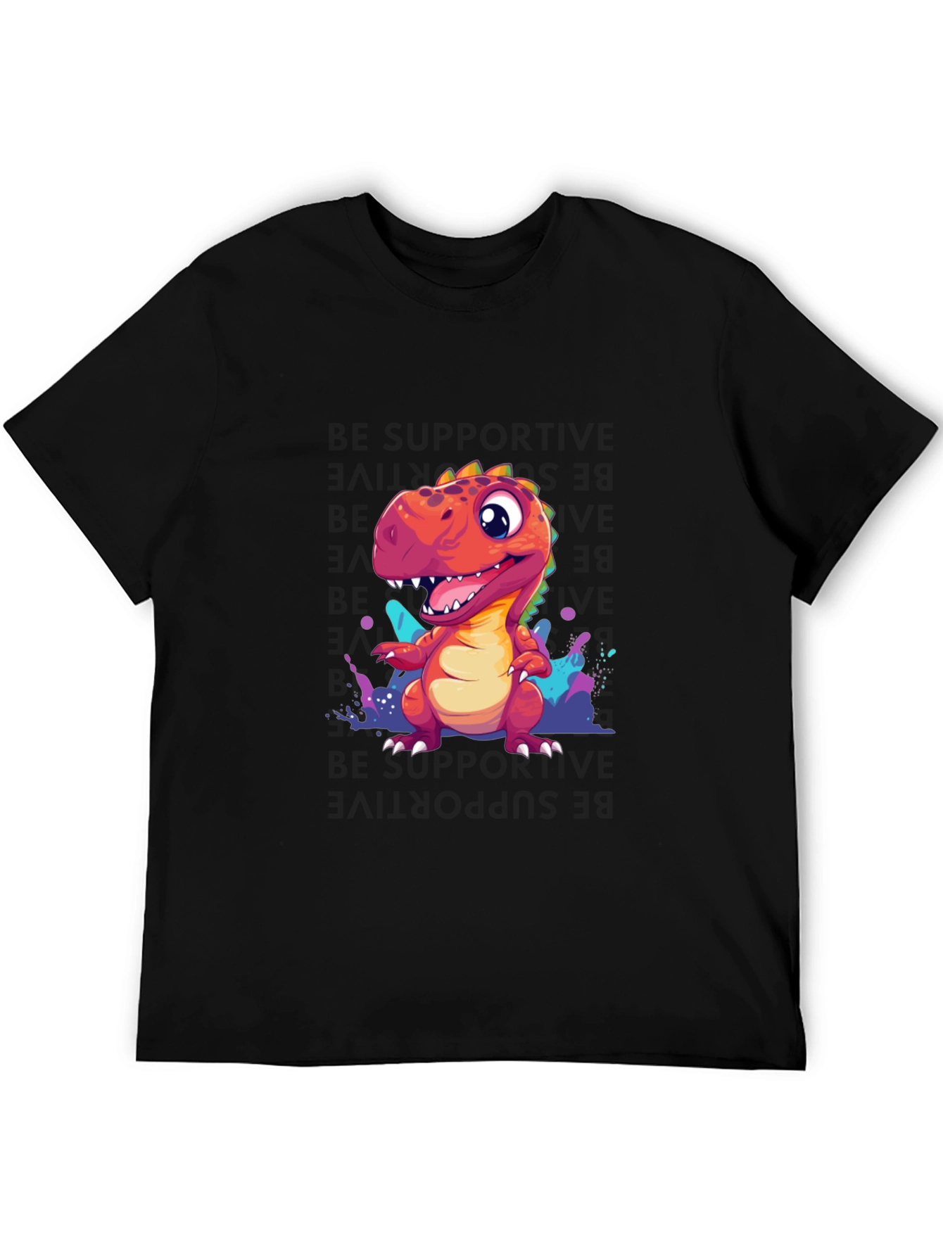 Black Cute Dinosaur T-Shirt - Graphic Tee for Dino Lovers view 5