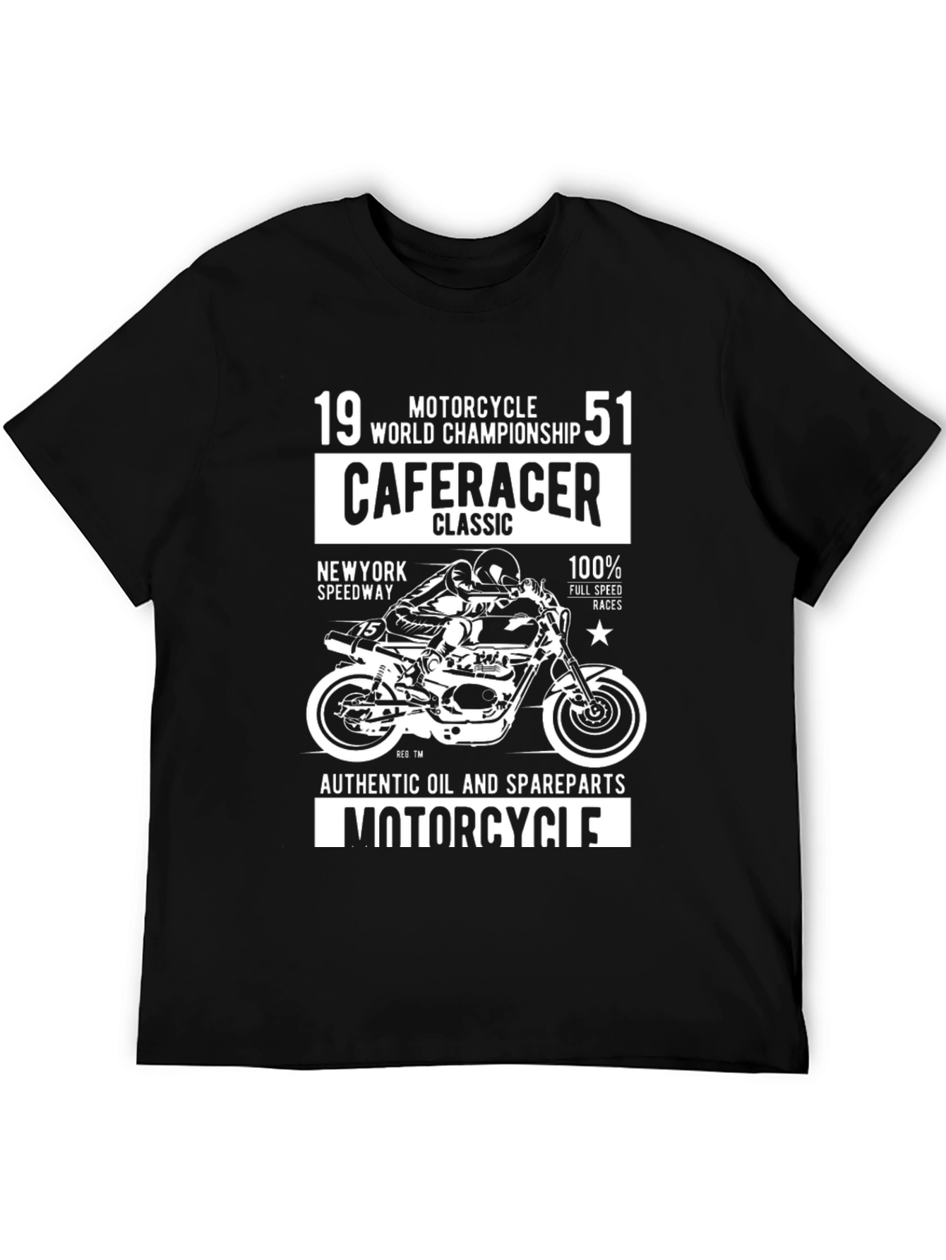 Black Cafe Racer Motorcycle T-Shirt - Vintage Graphic Tee view 5