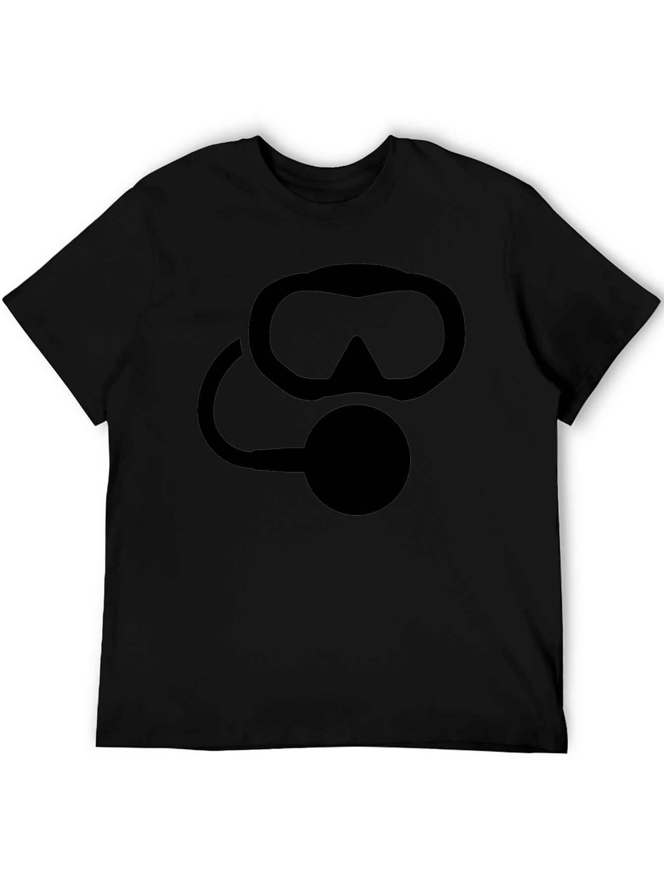 Black Scuba Diver Mask Graphic T-Shirt - Black view 5