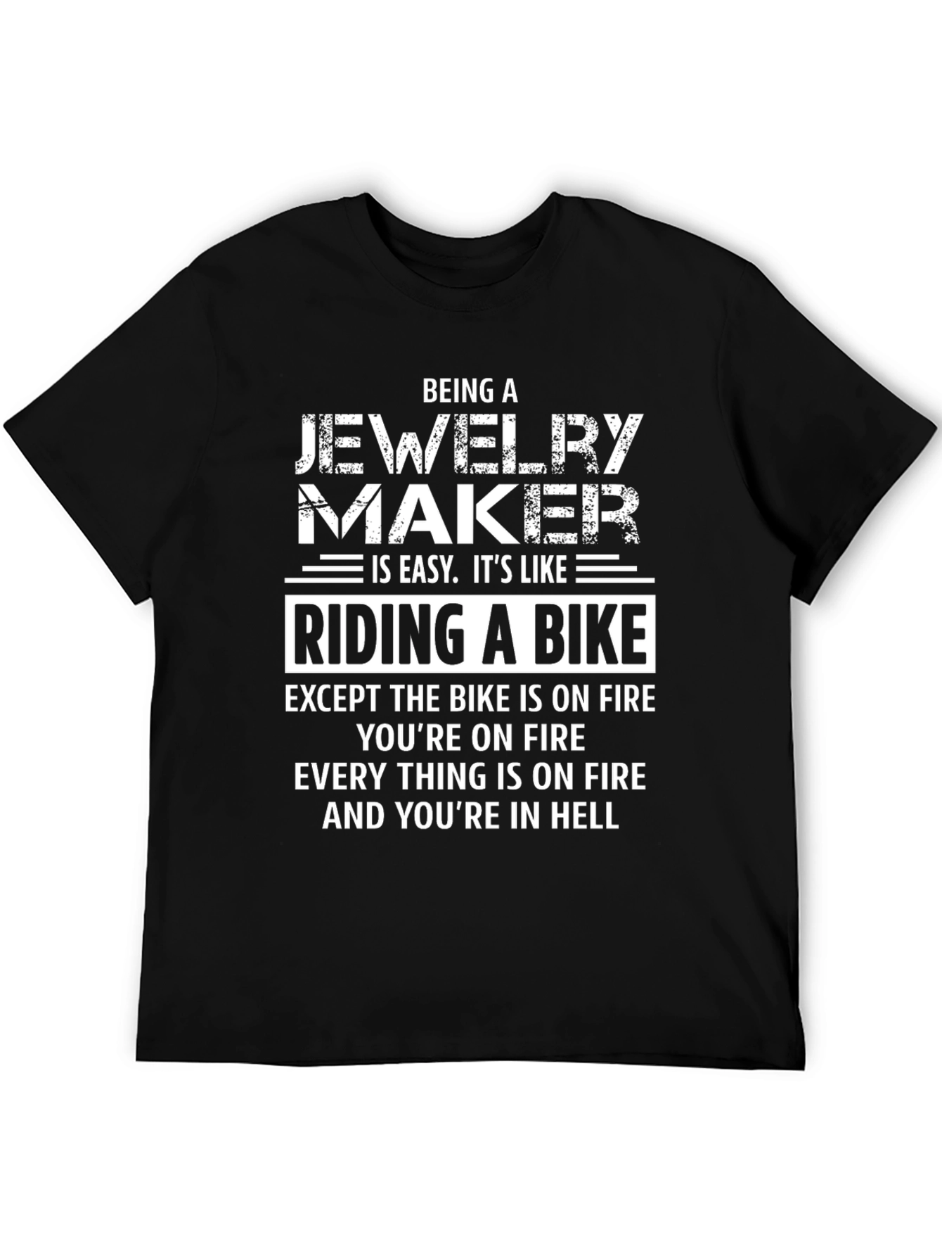 Black Jewelry Maker Riding Bike Funny T-Shirt view 5