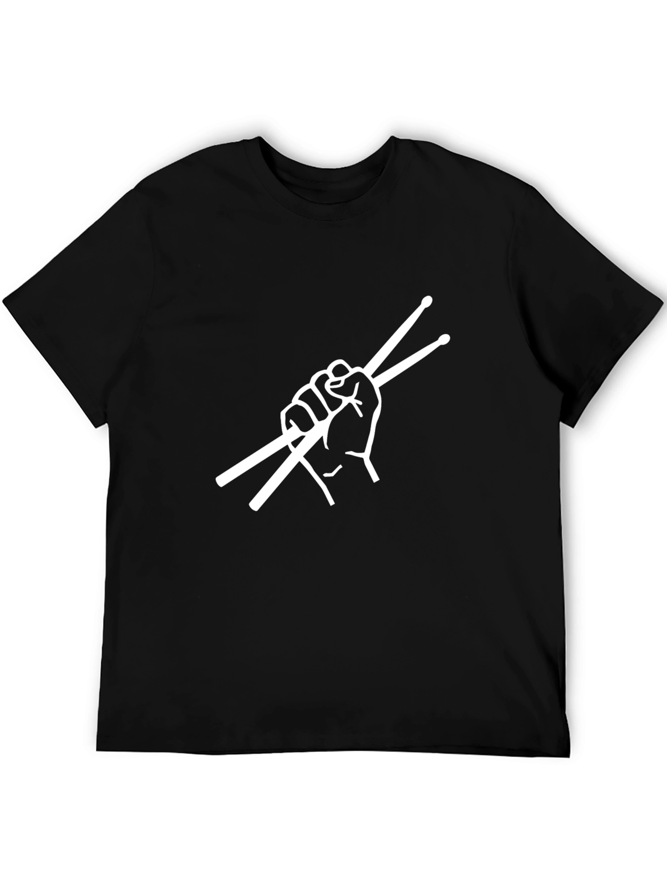 Black Drummer's Hand T-Shirt - Black Cotton Tee view 5