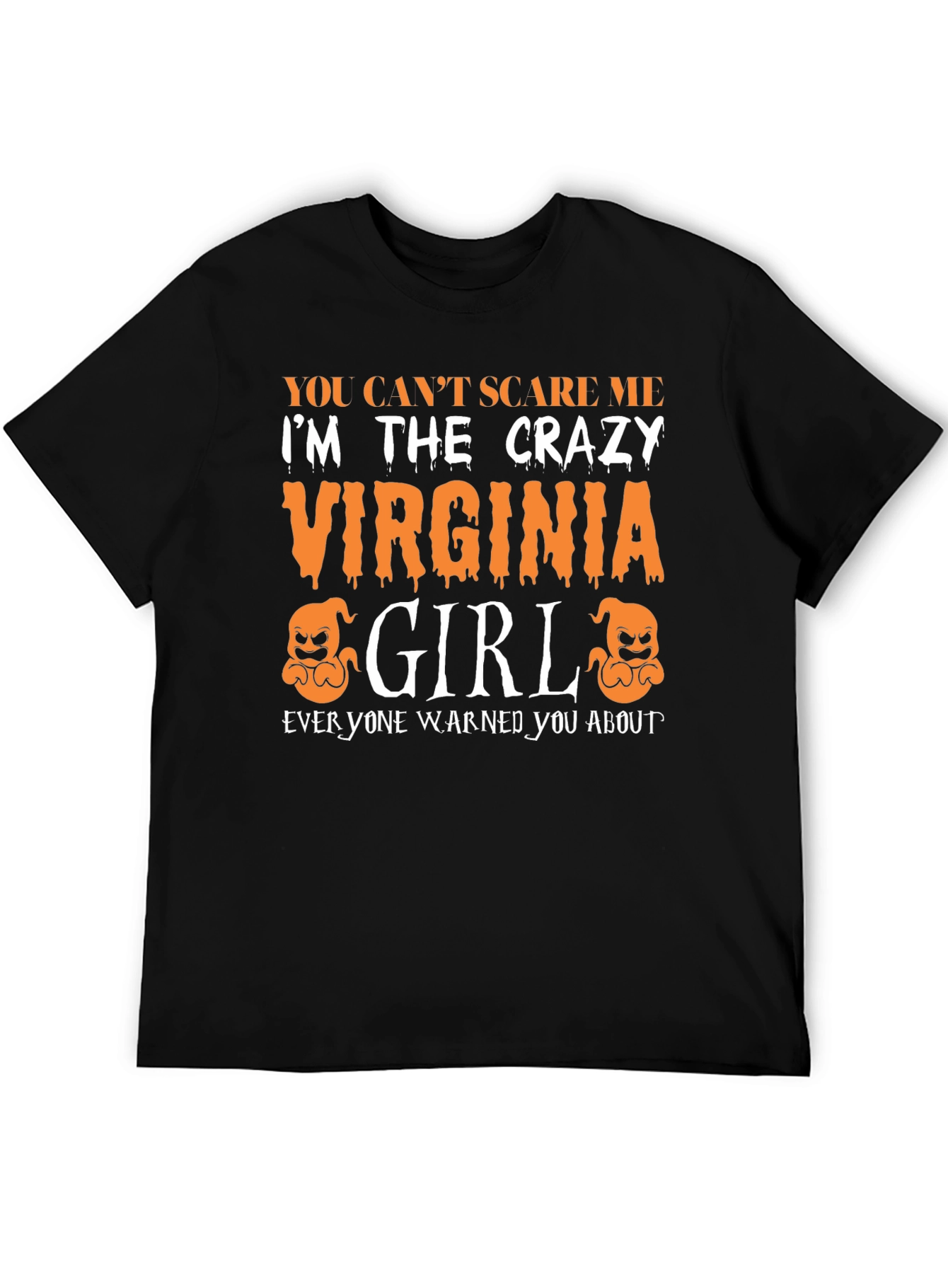 Black Crazy Virginia Girl Halloween T-Shirt view 5