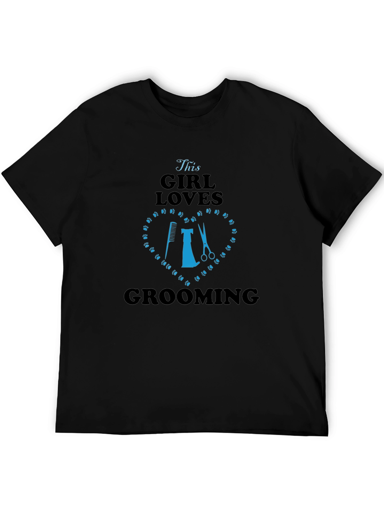 Black Grooming Lover Tee: This Girl Loves Grooming T-Shirt view 5