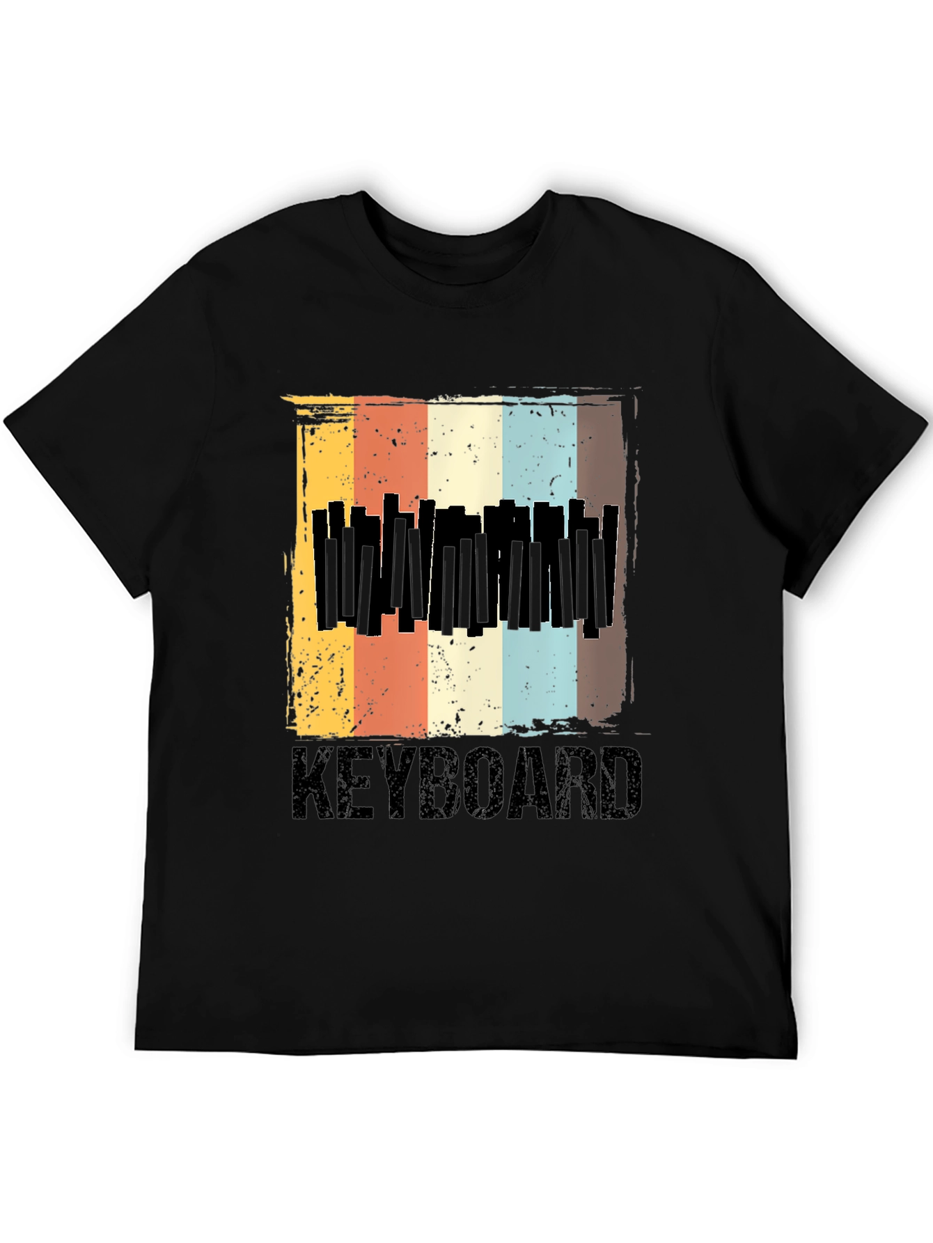 Black Vintage Keyboard T-Shirt - Retro Music Lover Tee view 5