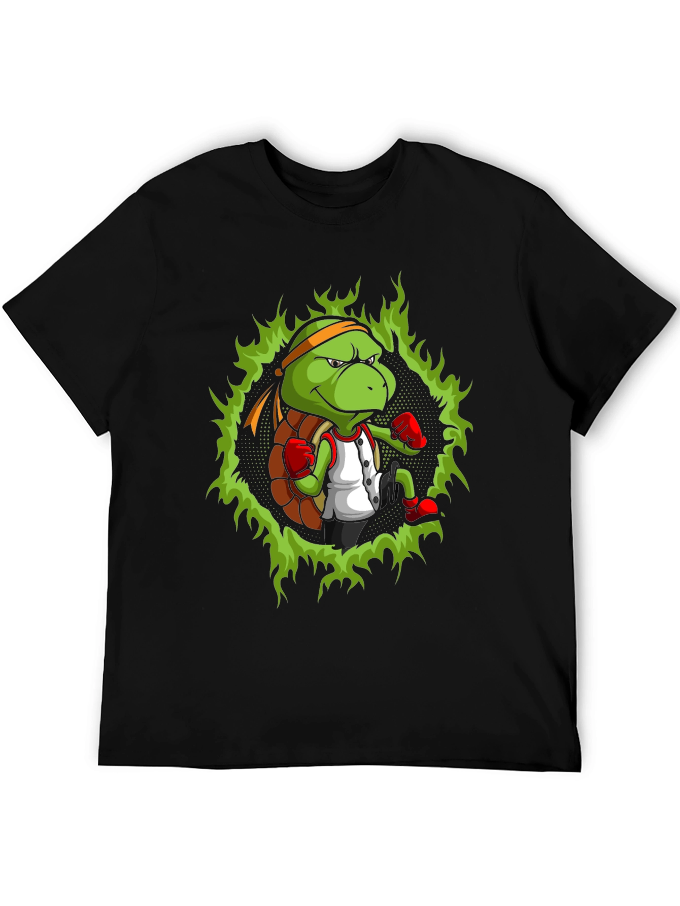 Black Turtle Ninja Boxer T-Shirt - Cool Cartoon Design view 5