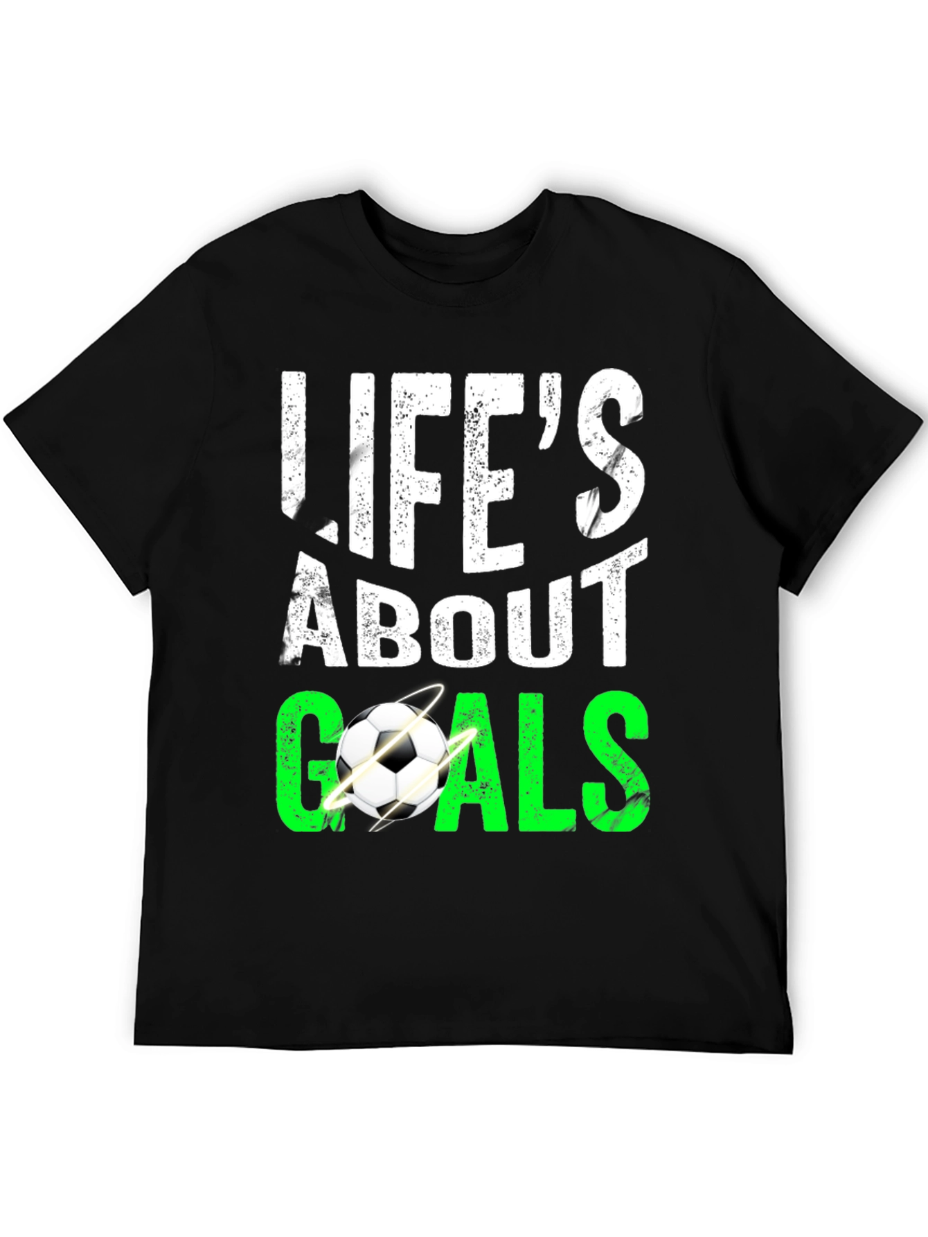 Black Life's About Goals Soccer Graphic T-Shirt view 5