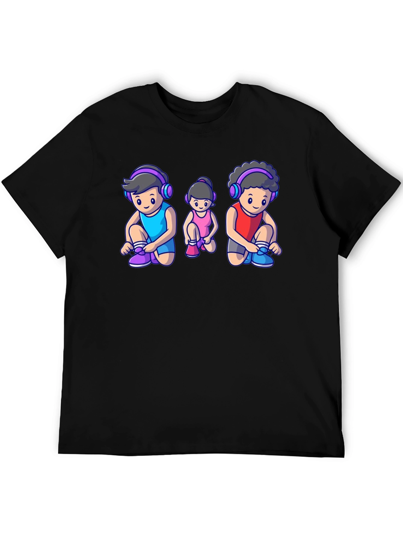 Black Cartoon Family Black T-Shirt view 5