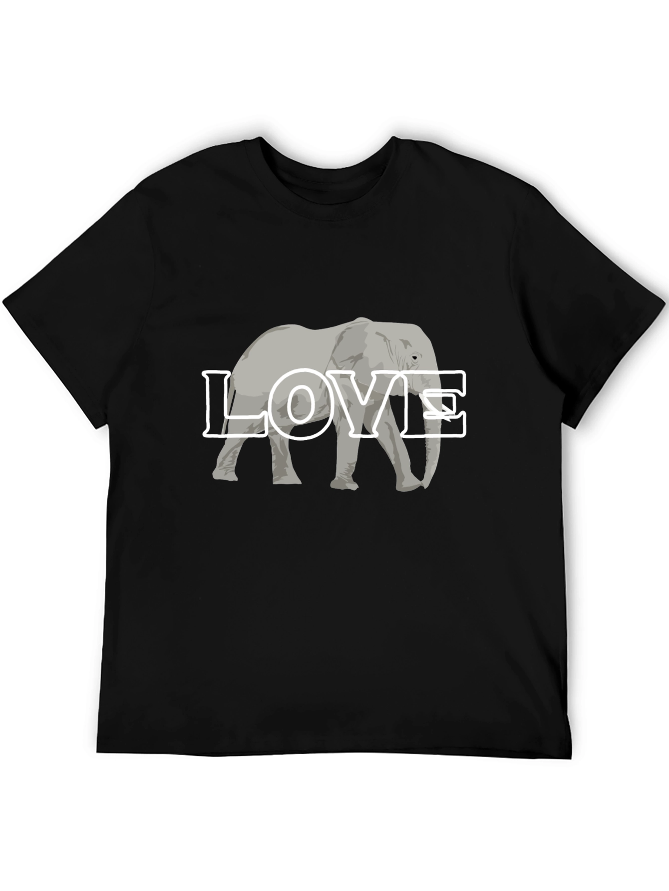 Black Elephant Love Graphic Tee - Black Cotton T-Shirt view 5