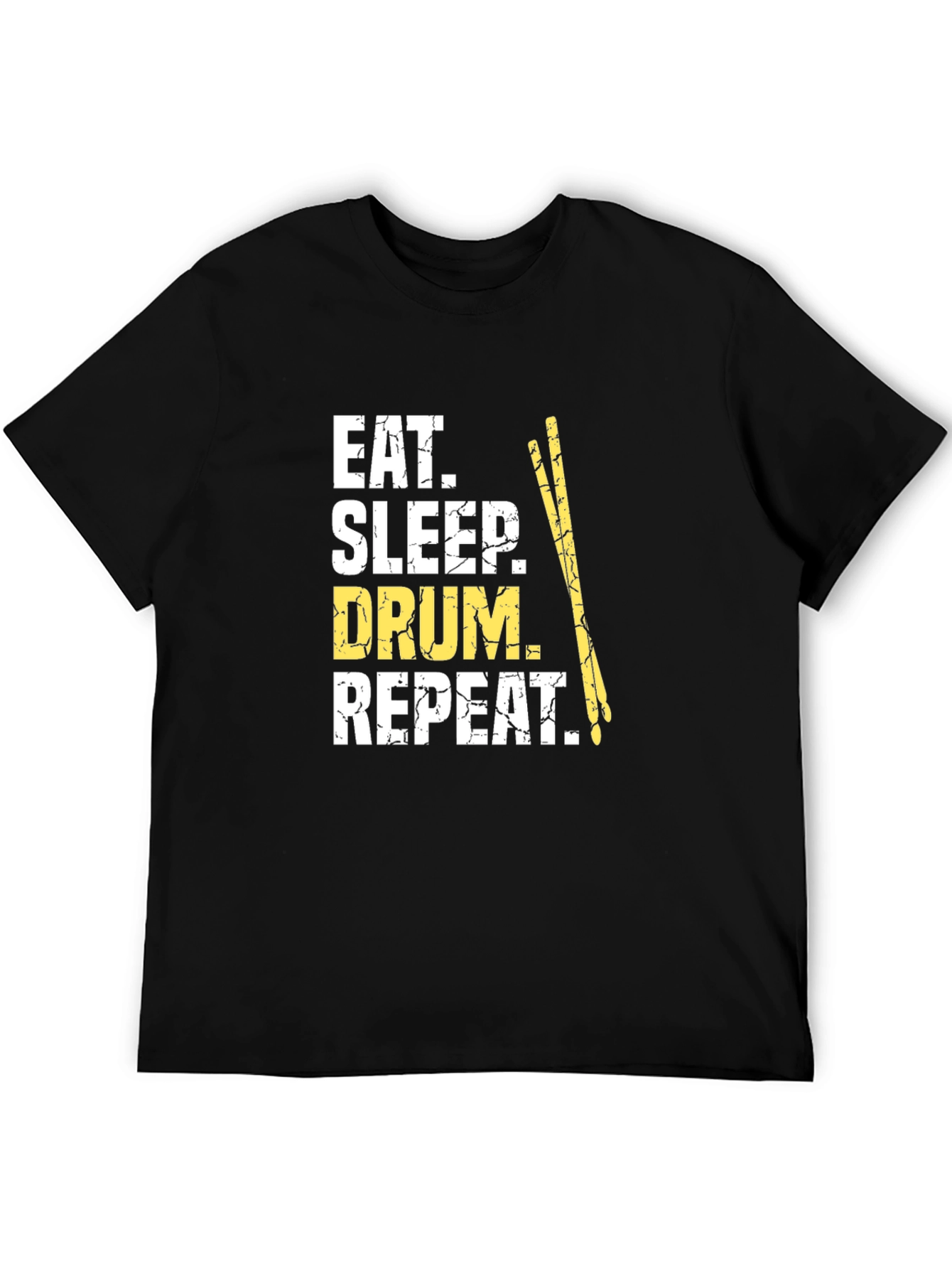 Black Eat Sleep Drum Repeat T-Shirt - Music Lover Tee view 5