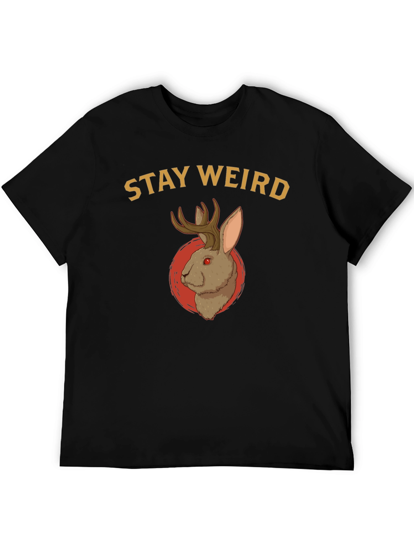 Black Stay Weird Jackalope T-Shirt - Novelty Graphic Tee view 5