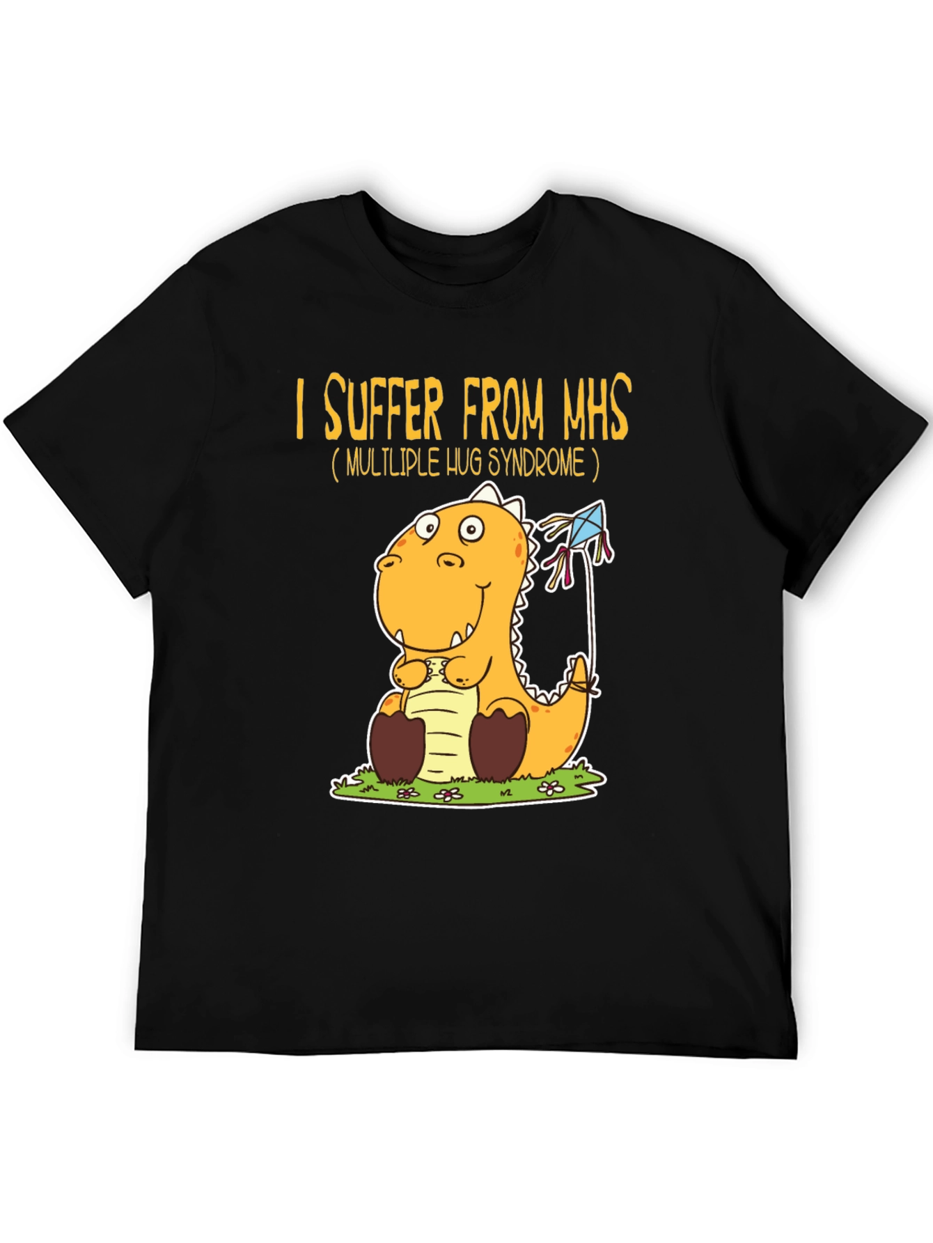 Black MHS Hug Syndrome Dinosaur T-Shirt view 5