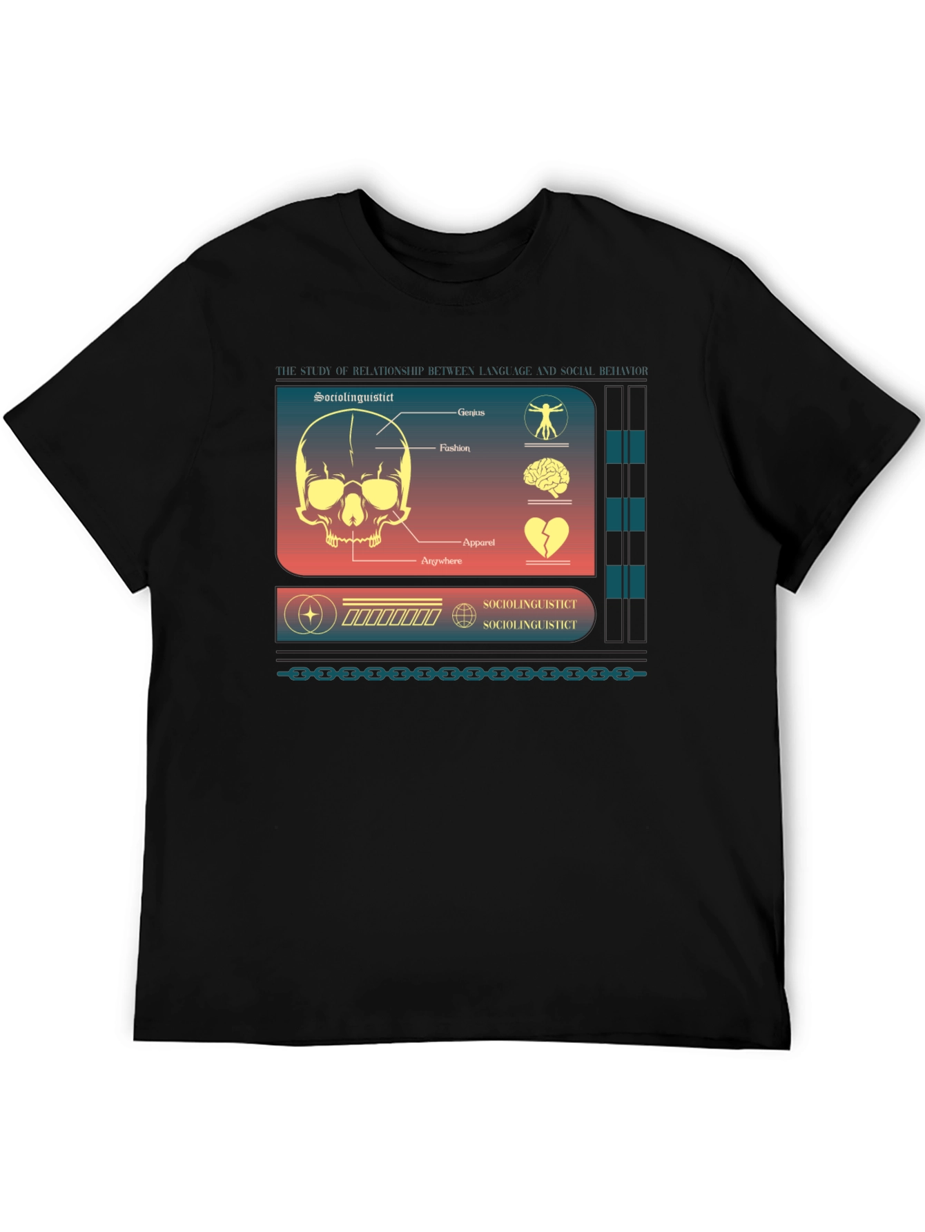 Black Sociolinguistic Diagram Graphic T-Shirt view 5