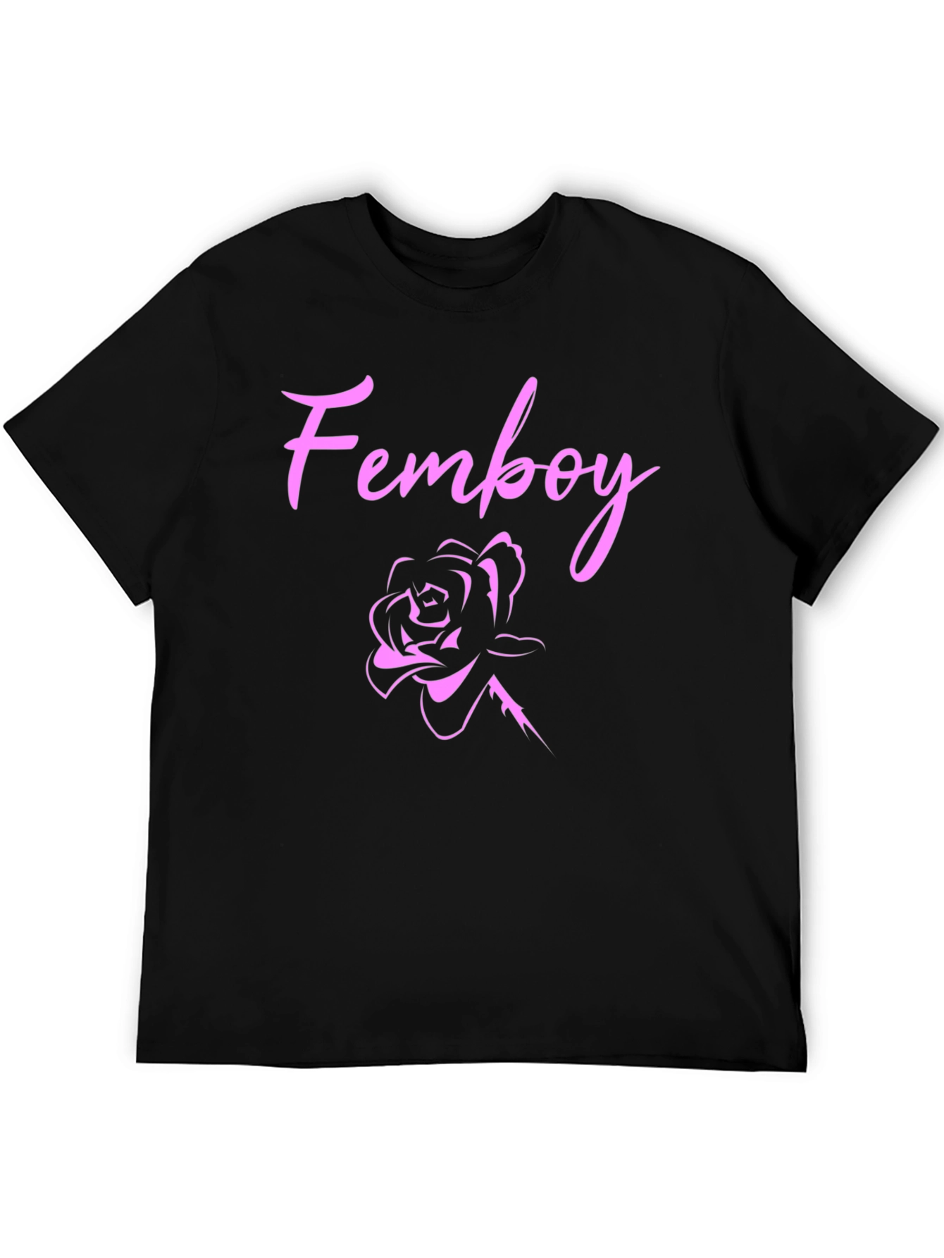 Black Femboy Rose Black T-Shirt view 5
