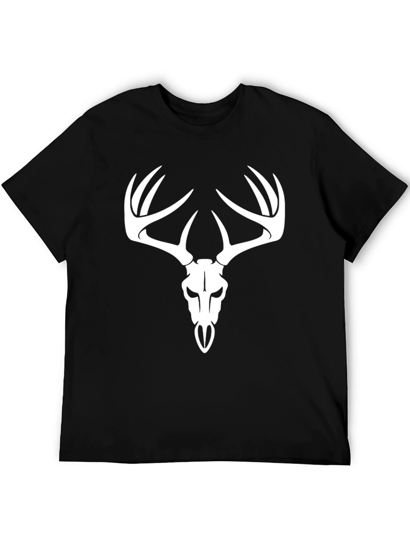Black Deer Skull Graphic Tee - Black Cotton T-Shirt view 5