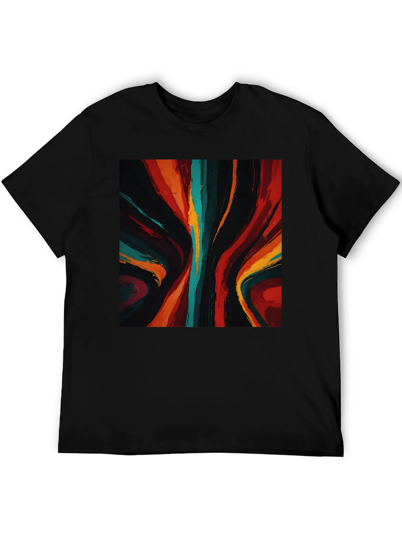 Black Abstract Art Graphic Tee - Bold Black Shirt view 5