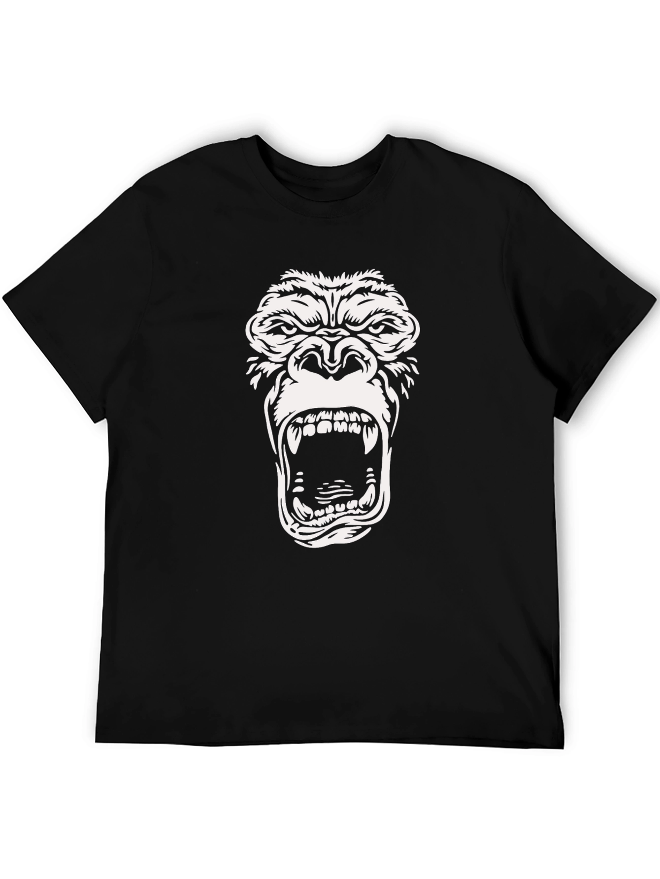 Black Roaring Gorilla Graphic T-Shirt - Black view 5