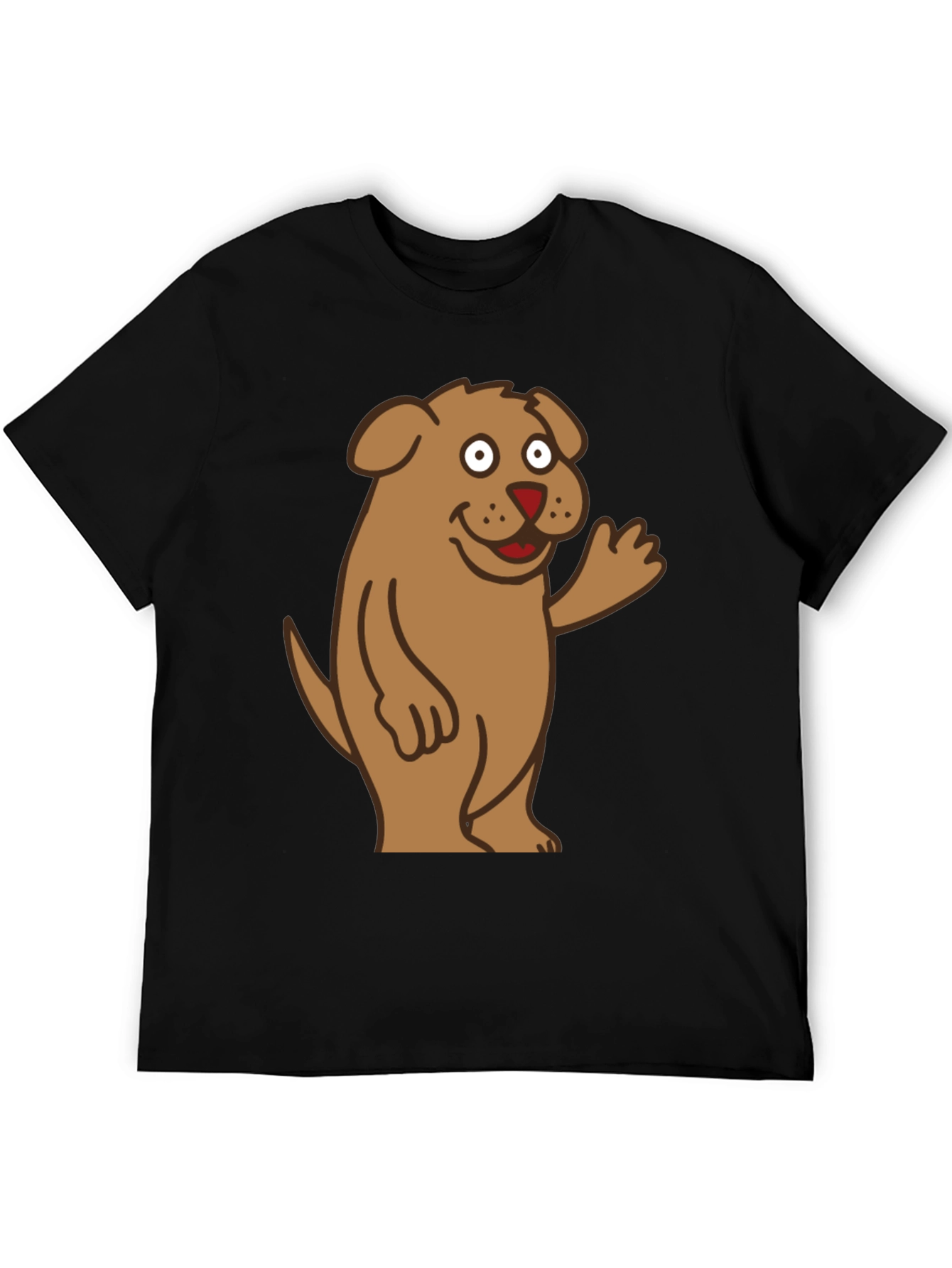 Black Funny Dog Cartoon Black T-Shirt view 5