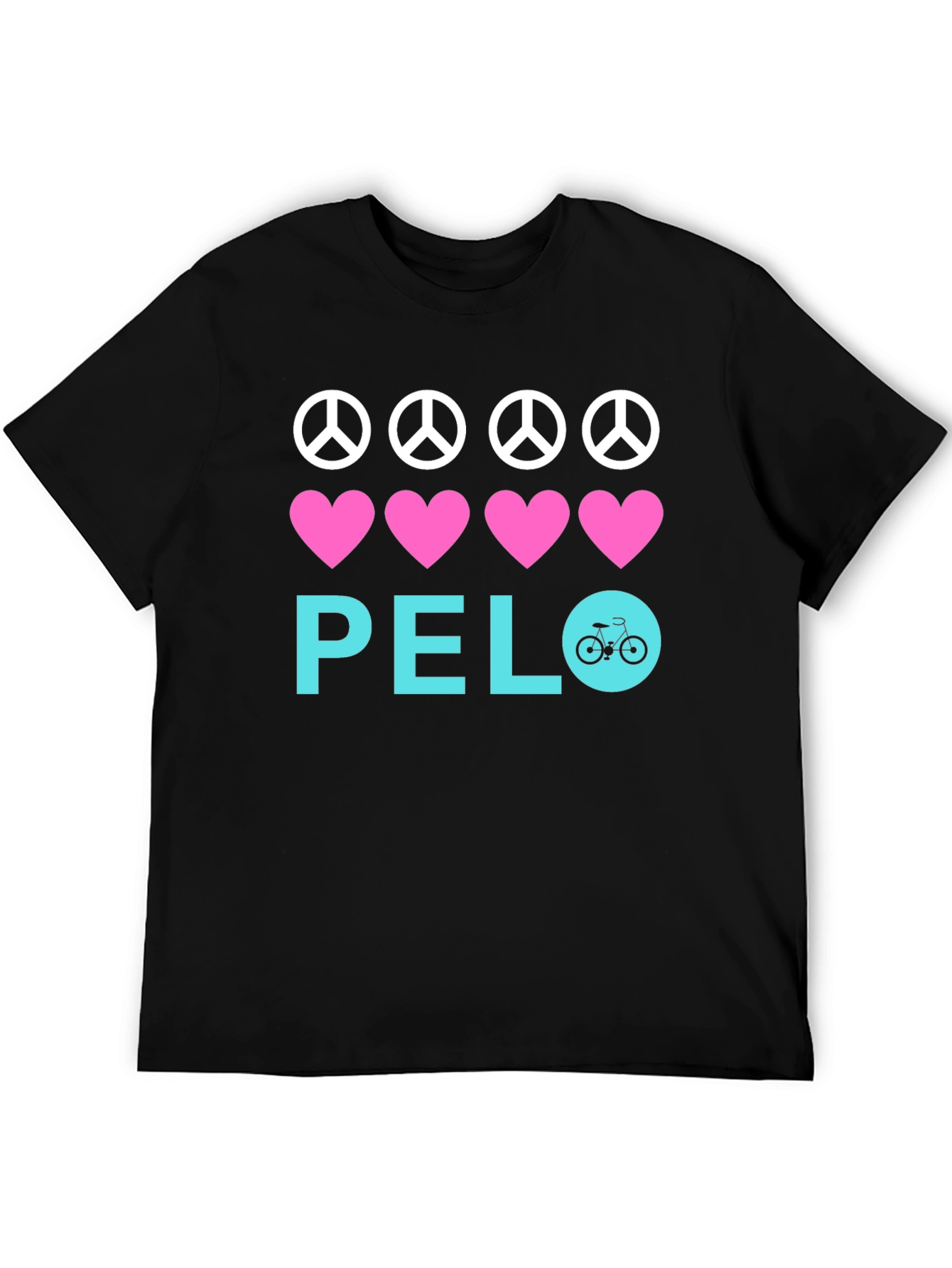 Black Peace Love Bicycle T-Shirt view 5