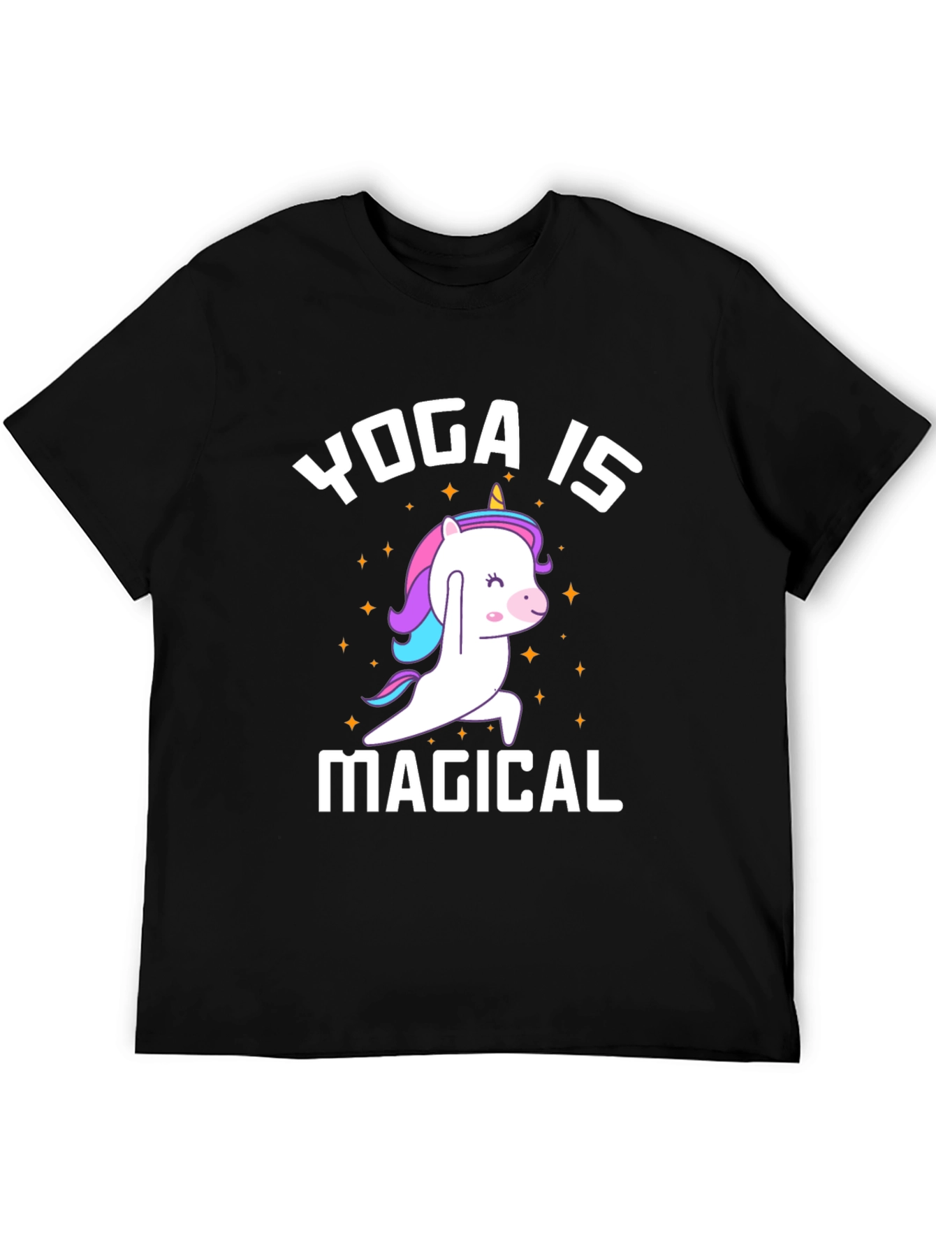 Black Yoga Is Magical Unicorn T-Shirt - Black Cotton Tee view 5