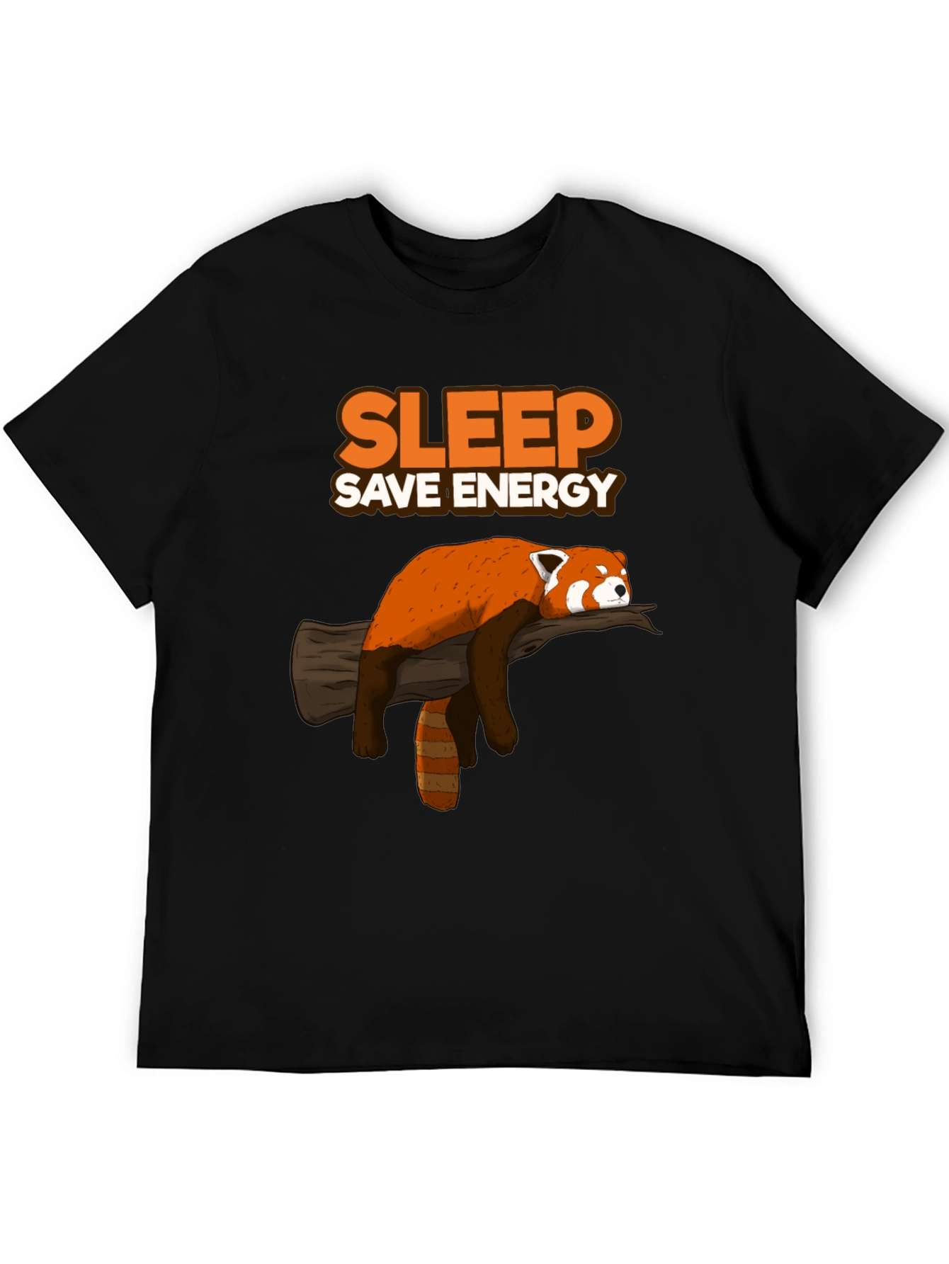 Black Sleep Save Energy Red Panda T-Shirt view 5