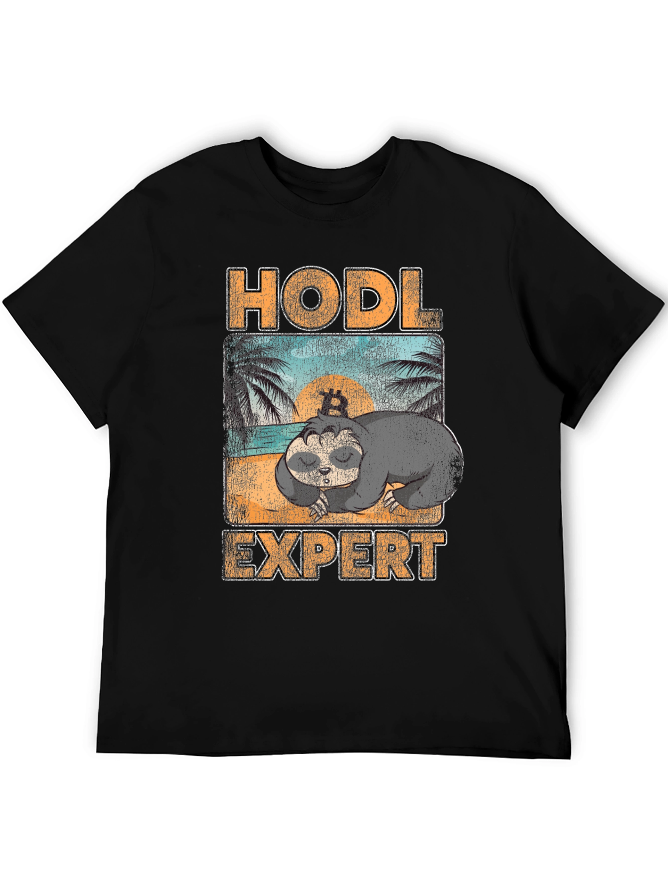 Black HODL Expert Sloth Bitcoin Crypto T-Shirt view 5
