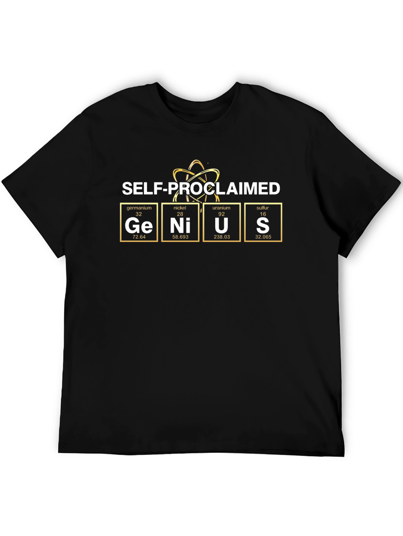 Black Self-Proclaimed Genius Periodic Table T-Shirt view 5