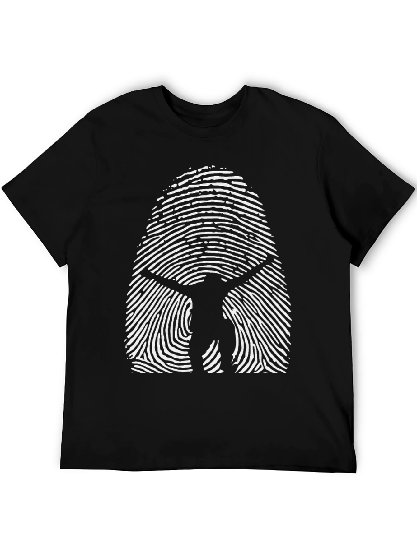Black Vitruvian Man Fingerprint Graphic T-Shirt view 5