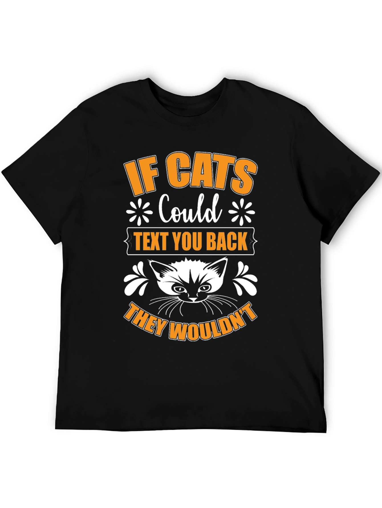 Black If Cats Could Text Black Graphic T-Shirt view 5