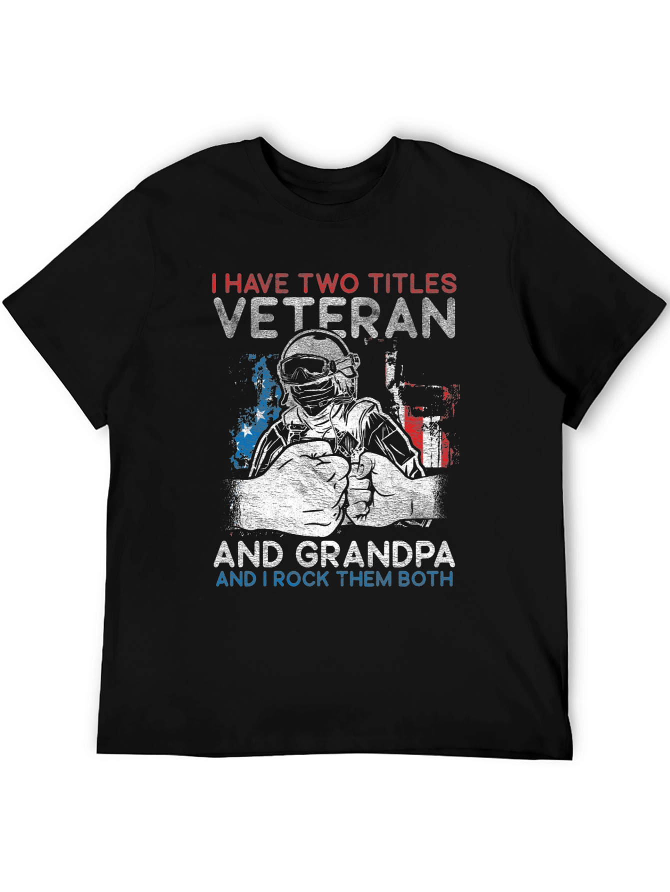 Black Veteran Grandpa Graphic Tee - Two Titles, One Awesome Shirt view 5